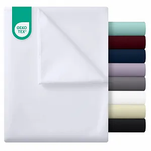 Простыня без резинки Utopia Bedding 225 x 255 см, 135 x 190 см, микрофибра, белый - Фото 1