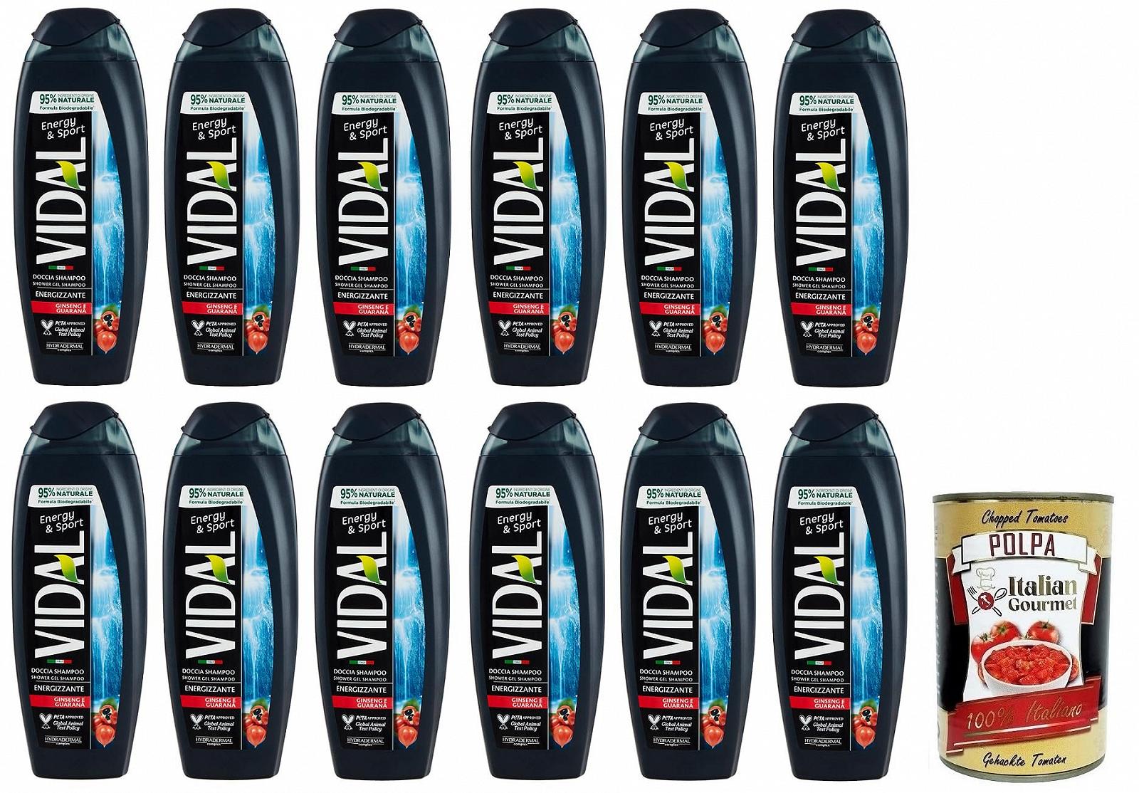 Гель-шампунь для душу Vidal Energy & Sport з женьшенем та гуараною 12 x 250 мл, фото №1