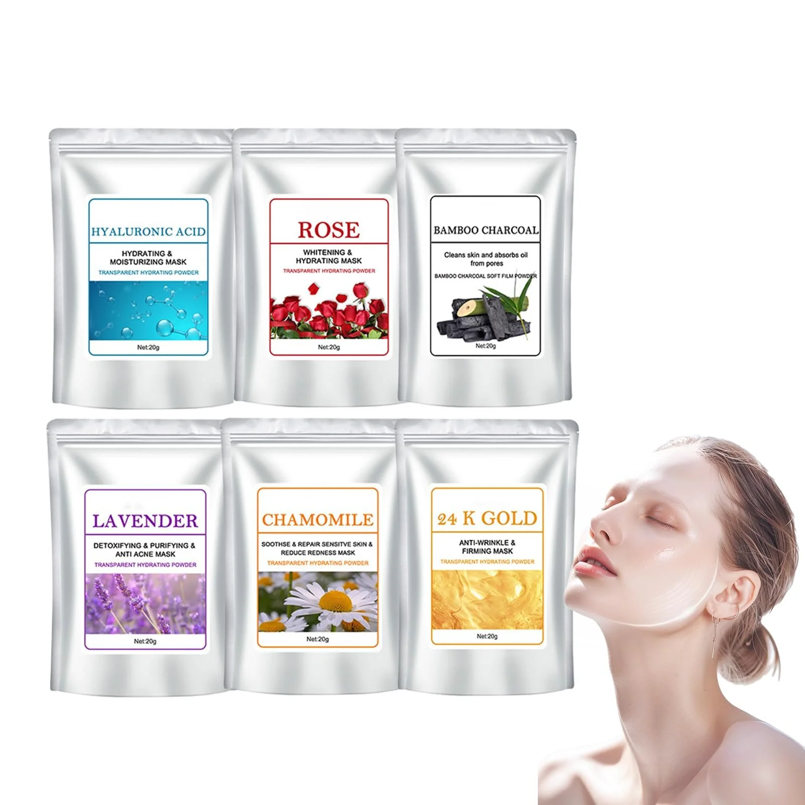 Маска для обличчя Eazerom 02 Jelly Powder для догляду за обличчям, м'яка маска-плівка, 6 шт, фото №1