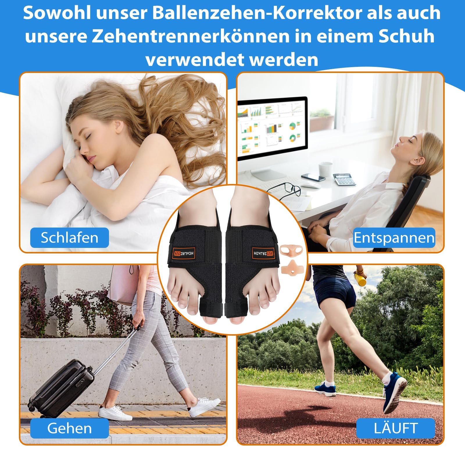 Шина для корекції Hallux Valgus з роздільниками для пальців 2 шт, фото №6