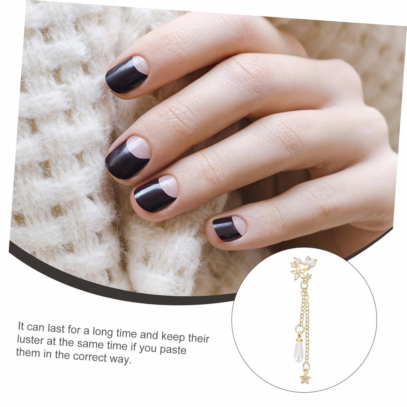 Ланцюжок Ювелірний Золотий з Перловим Підвісом для Дизайну Нігтів, фото №4