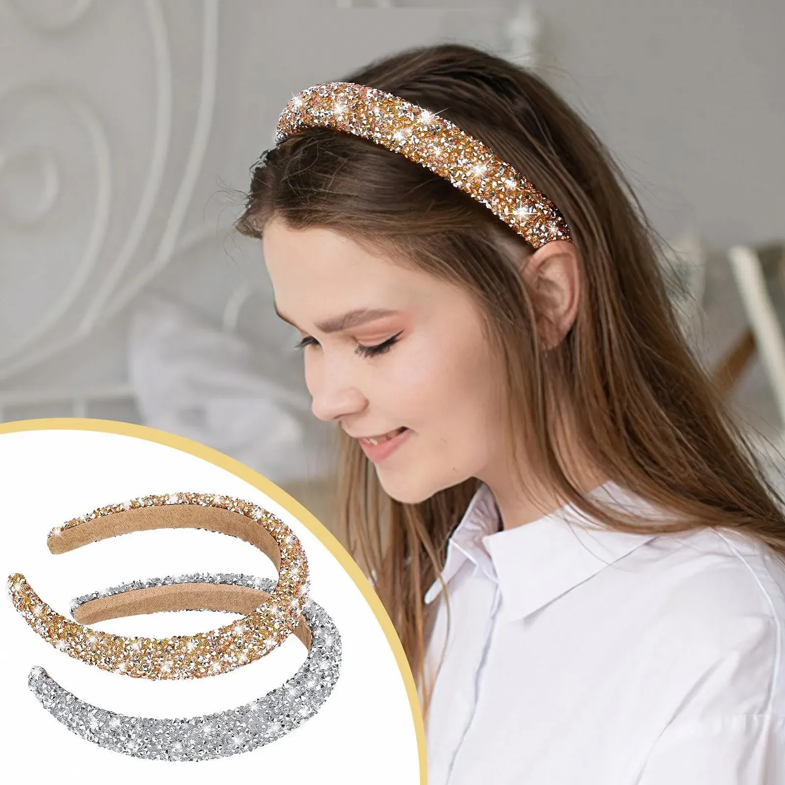 Обруч Жіночий зі стразами, срібні намистини, фото №4 Обруч Жіночий зі стразами, срібні намистини, фото №4