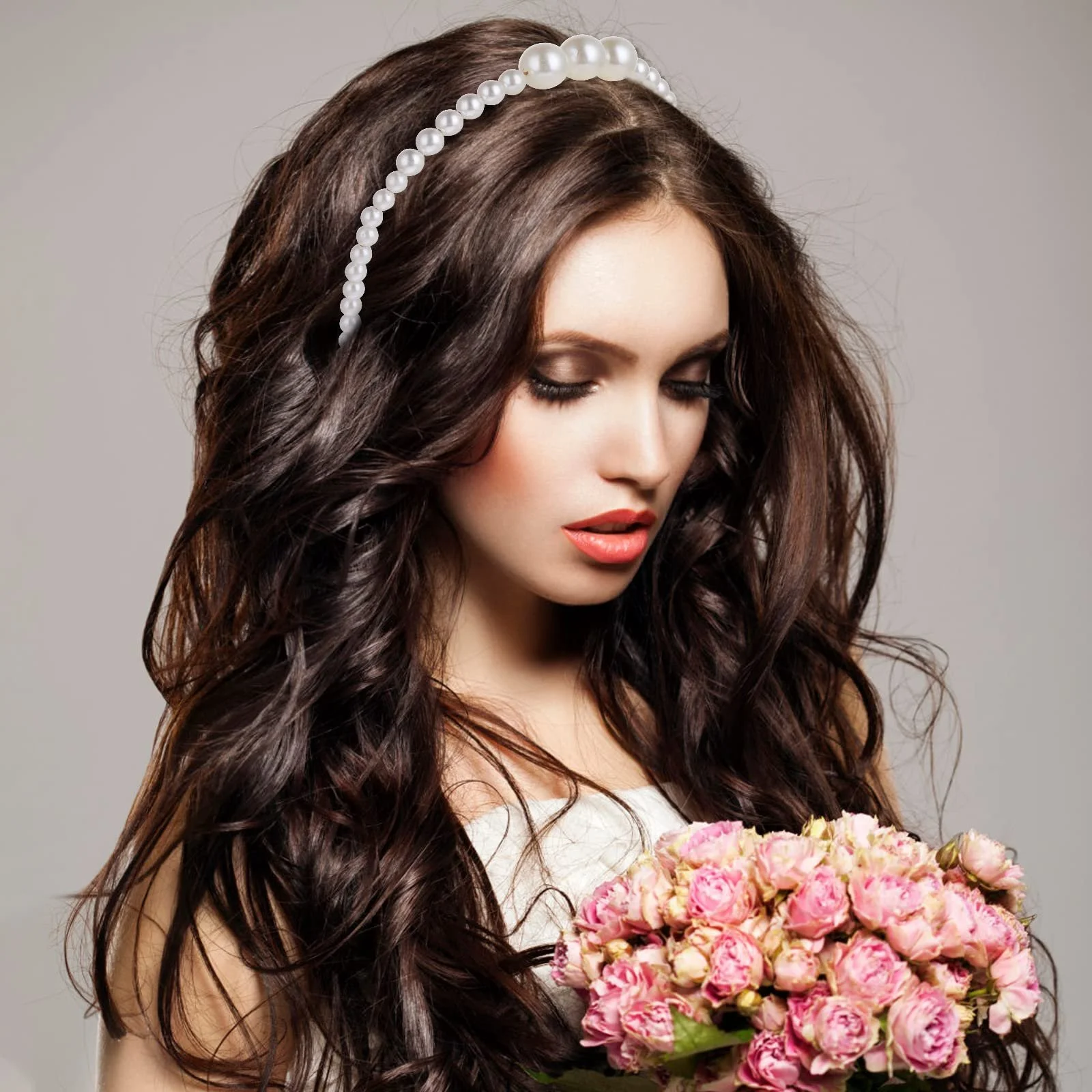 Набір обручів на голову з перлинами 2 шт, фото №5