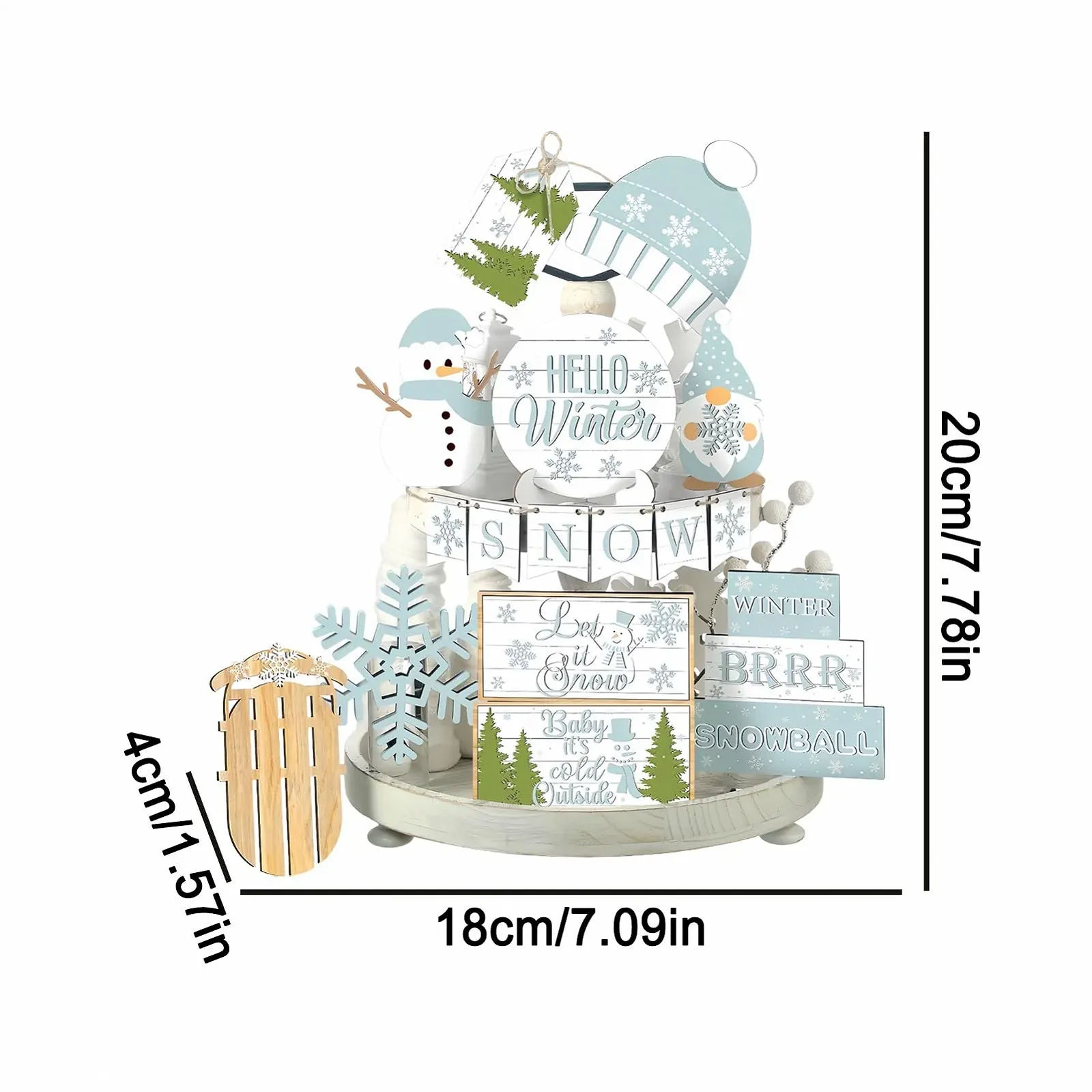 Декоративна таця Fyrdyn Winter, набір для різдвяної прикраси з сніжинками, фото №5