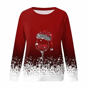 Женский свитшот Generisch с принтом "Frohe Weihnachten", круглый вырез, пуловер, топы, повседневные рубашки с длинными рукавами, свободная блузка_2025 synthetic.ua - Фото 1