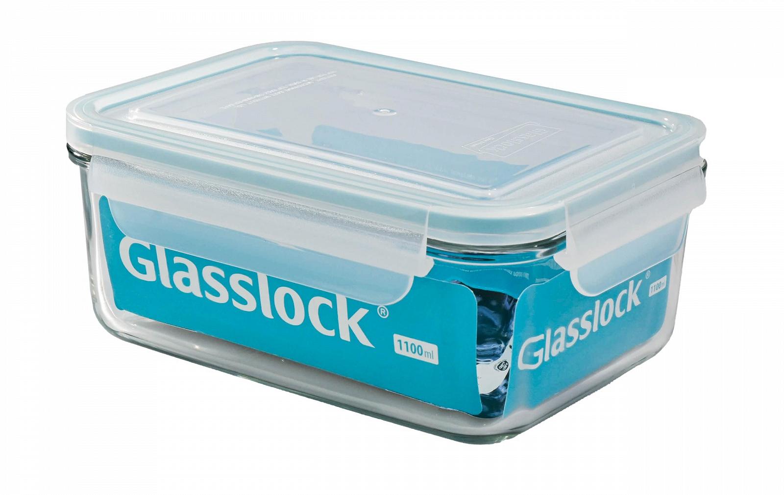 Контейнер для зберігання їжі Glasslock квадратний 1100 мл із загартованого скла з кришкою на кліпсах BPA-Free, фото №1