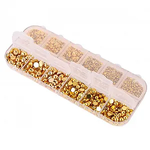 Наклейки для ногтей, FRCOLOR, золотые полукруги, дизайн со стразами для маникюра - Фото 1