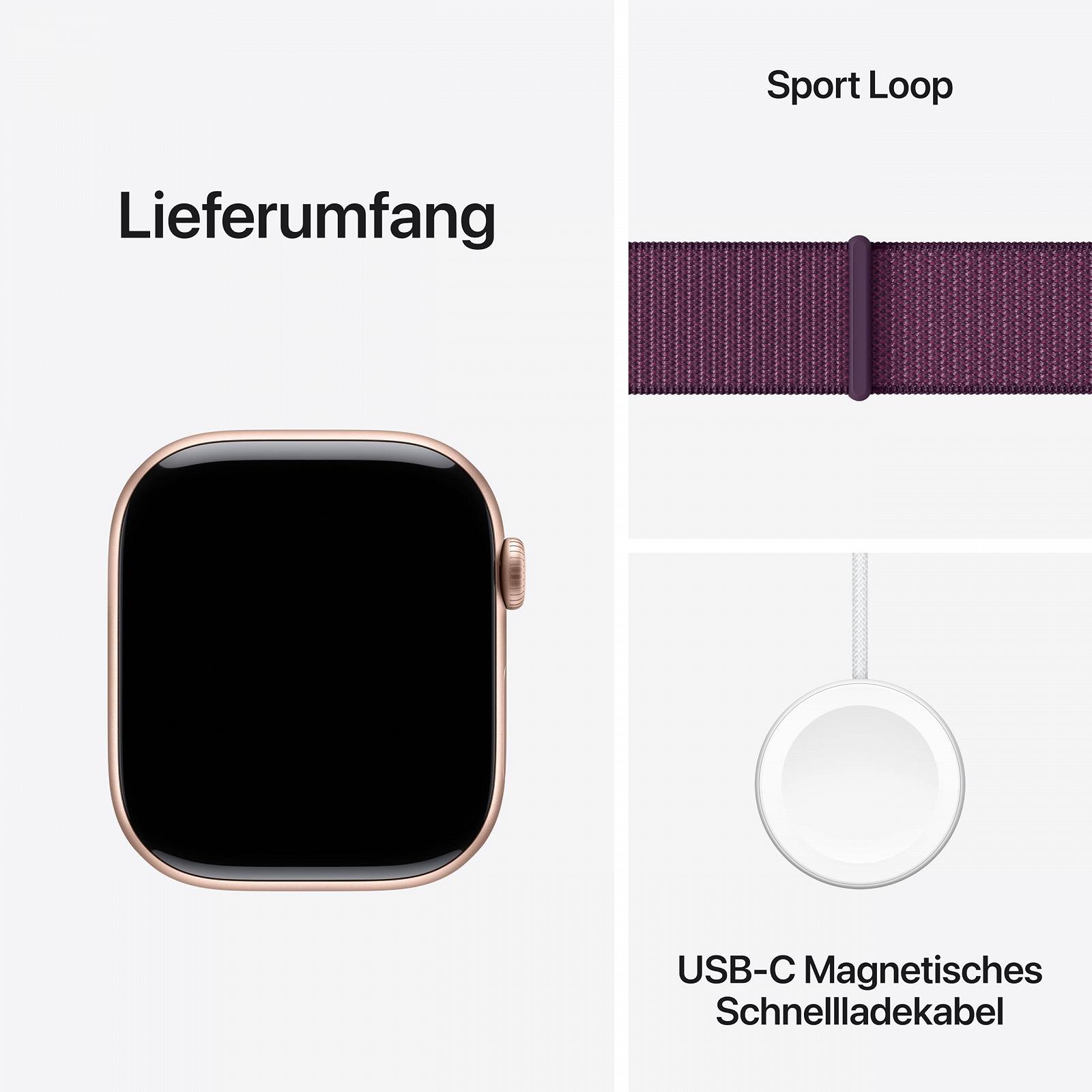 Смарт-часы Apple Series 10 (GPS + Cellular 46 мм) Алюминиевый корпус Розовое золото и спортивный ремешок Сливовый (One Size). Фитнес-трекер, приложение для ЭКГ, постоянно включенный дисплей Retina, CO₂ нейтральный, фото №6