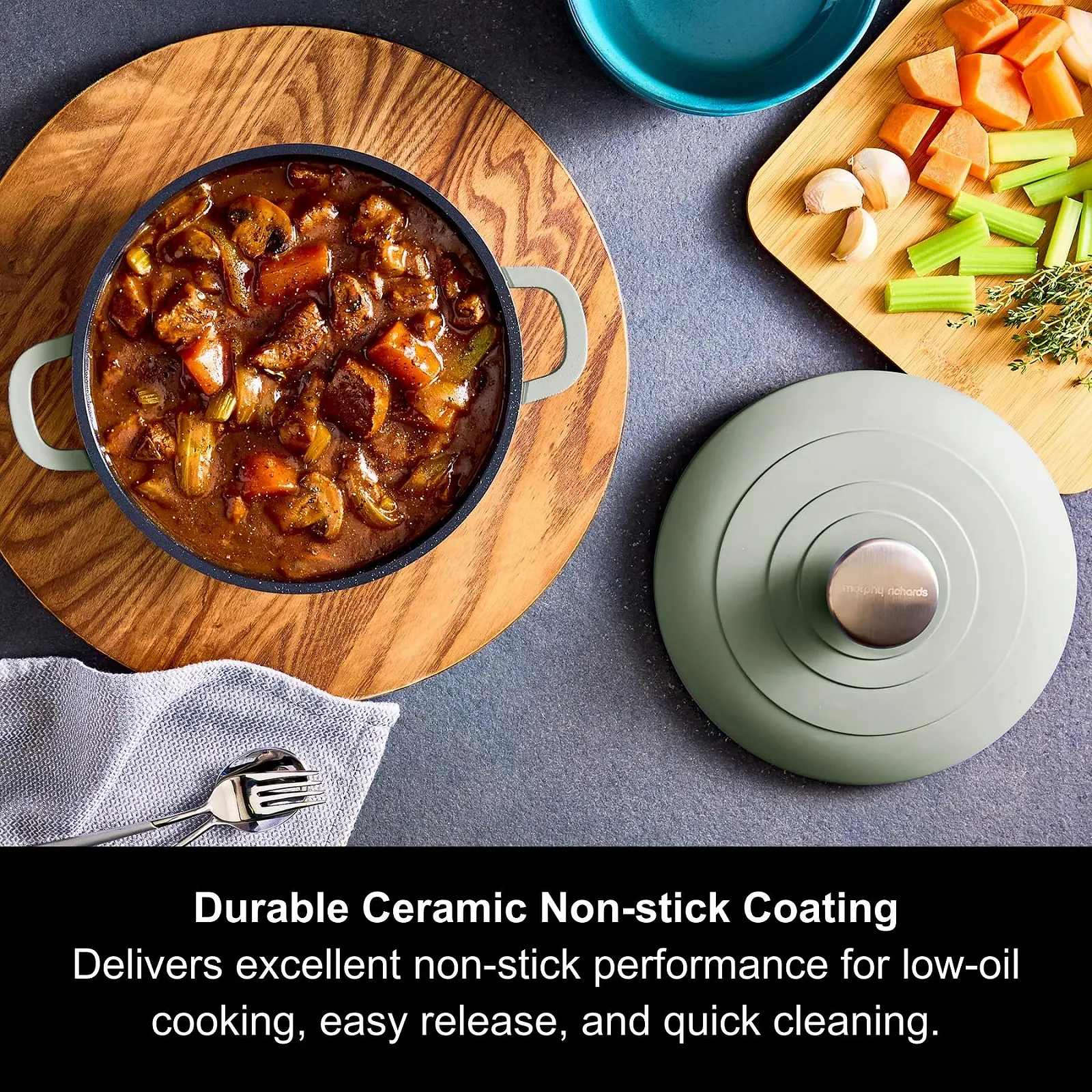 Деко для запікання Morphy Richards 851000 литий алюміній 20 см антипригарне покриття зелене, фото №2