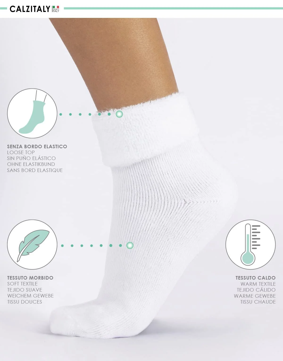 Чулки Calzitaly Теплые с ангоровым видом, зимние носки с нескользящей подошвой, разноцветные, один размер, сделано в Италии, фото №3