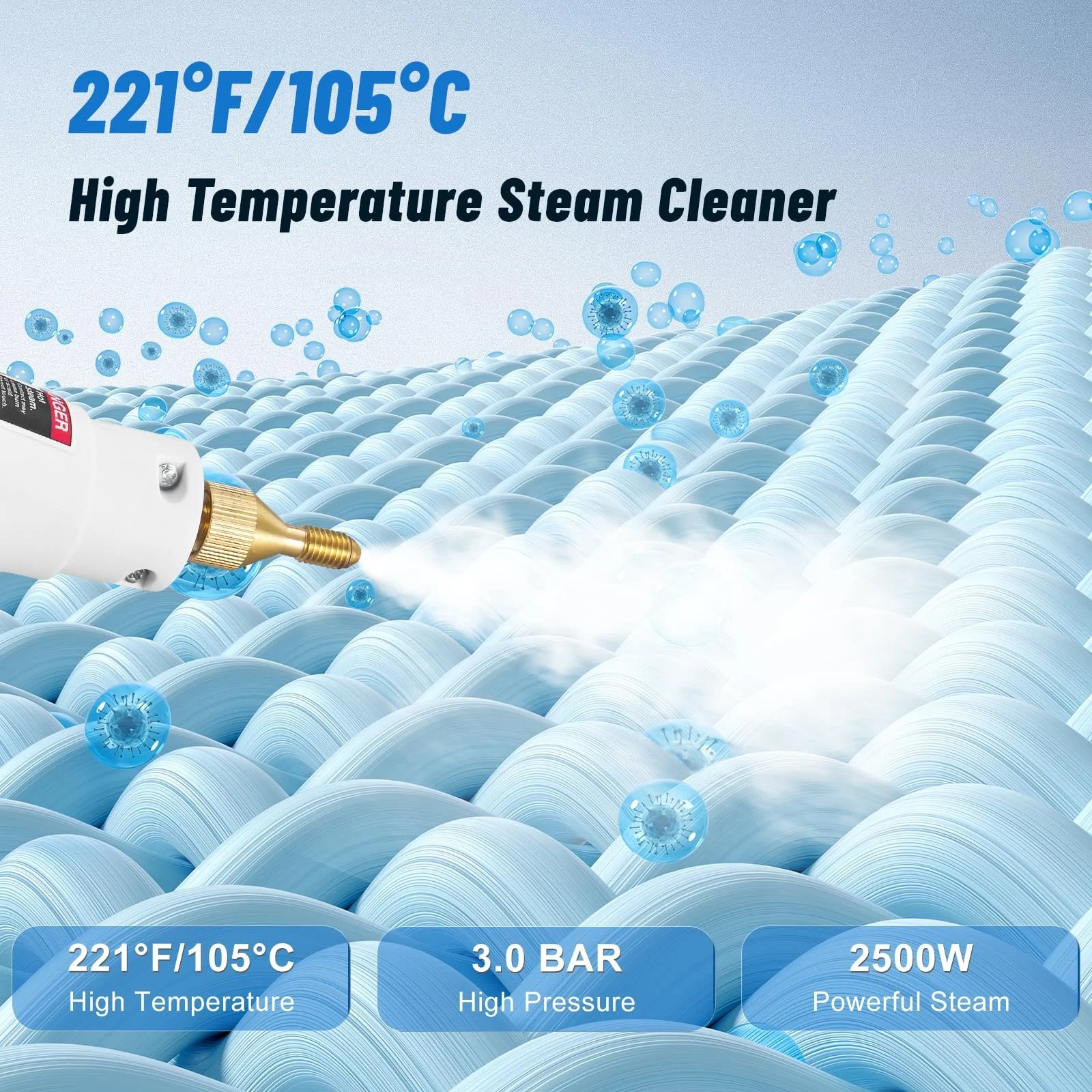 Пароочисник Sararoom 2500 W 3 Bar 1.2 L 9 рівнів регулювання, фото №6 Пароочисник Sararoom 2500 W 3 Bar 1.2 L 9 рівнів регулювання, фото №6