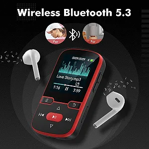 MP3-плеер 64 GB Bluetooth 5.3 с клипсой, детский HiFi спортивный музыкальный плеер, 1.5-дюймовый экран, FM-радио/шагомер/диктофон, вес 28 г, TF-карта до 128G synthetic.ua - Фото 1