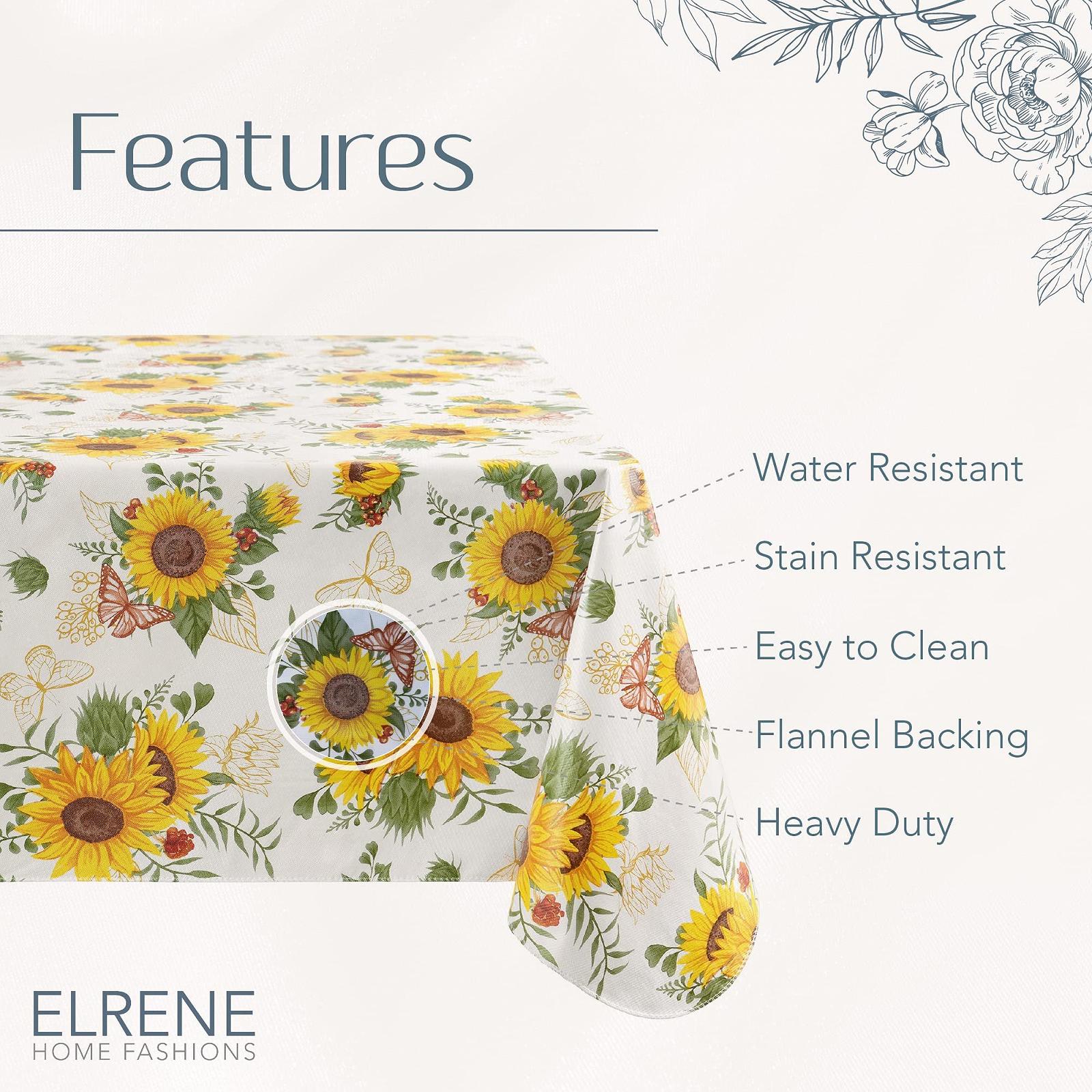 Скатертина Elrene Home Fashions Sunflower Season вінілова прямокутна 152 x 213 см (60 x 84 дюйми), фото №4