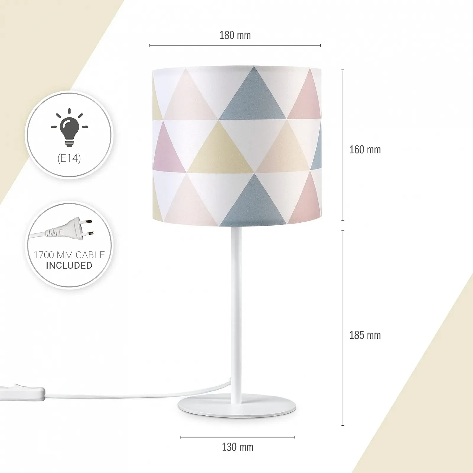 Настільна лампа Paco Home Fabric Lampshade Bedside Lamp E14 Vintage Retro Round Dots, фото №3
