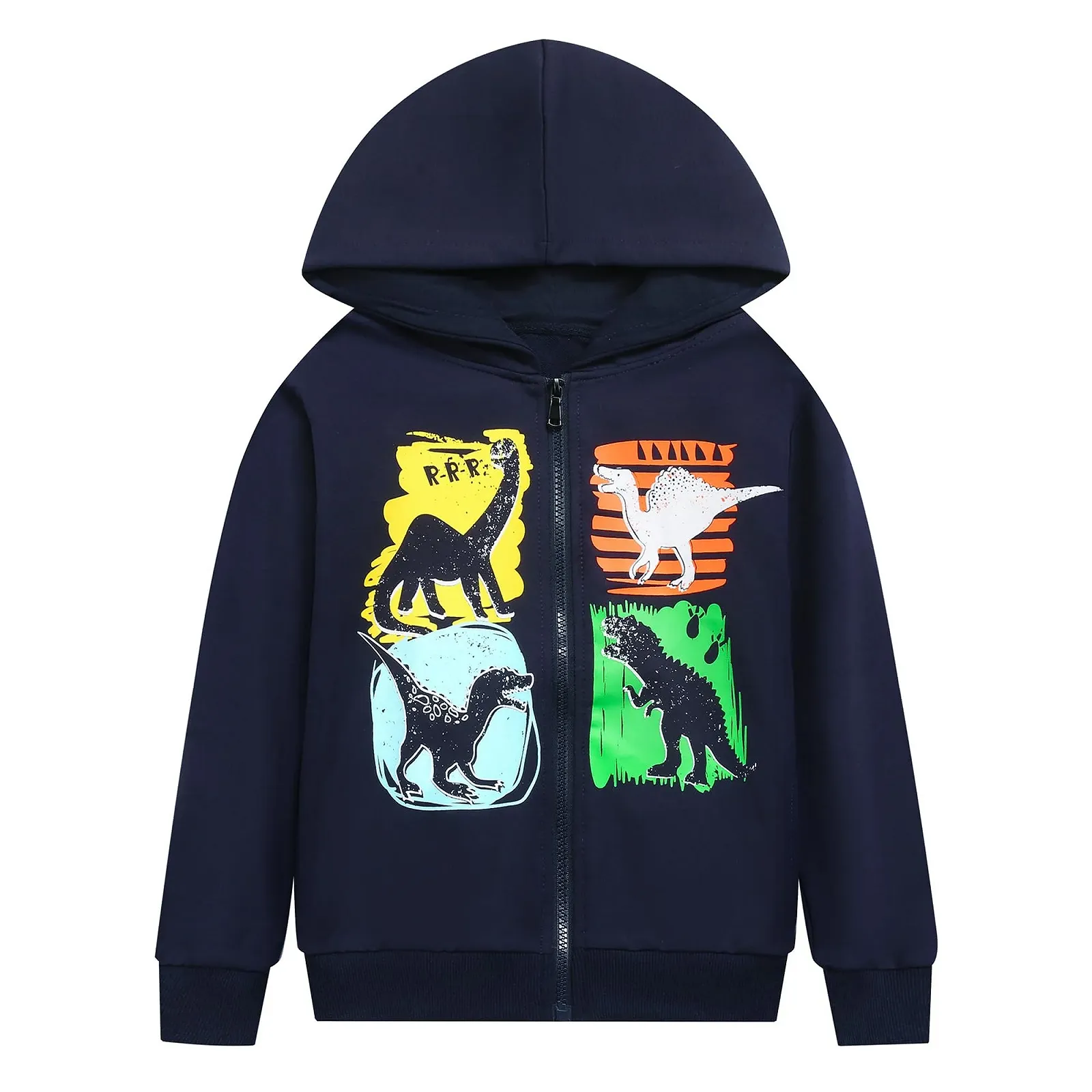 Куртка с капюшоном Codkkre для мальчиков, детская спортивная куртка на молнии, толстовка с капюшоном для мальчиков, толстовка с динозавром на молнии, 2-11 лет, фото №1