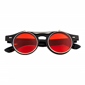 Сонцезахисні окуляри Steampunk Ronde з відкидними лінзами Retro для жінок та чоловіків UV400 synthetic.ua - Фото 1