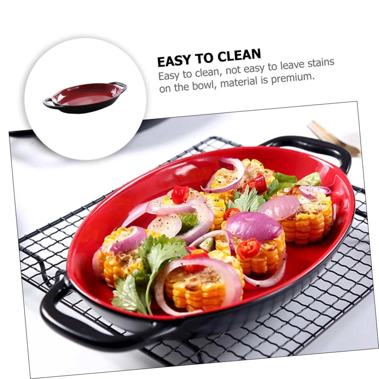 Форма для запекания Lurrose керамическая термостойкая с двойными ручками универсальная, фото №5