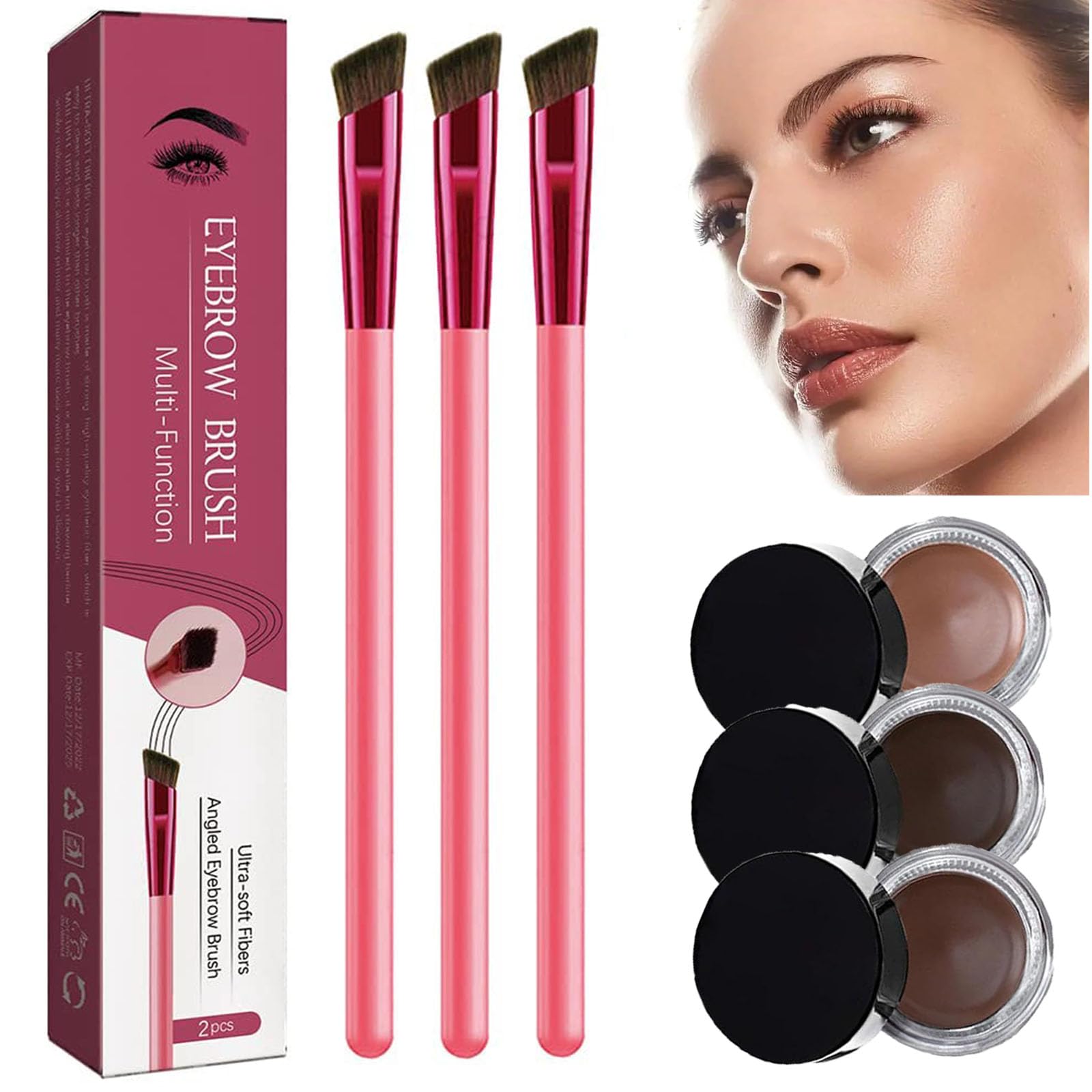Набір для догляду за бровами Anjoize 4D Hair Stroke Brow Stamp Brush 3 кольори, фото №1