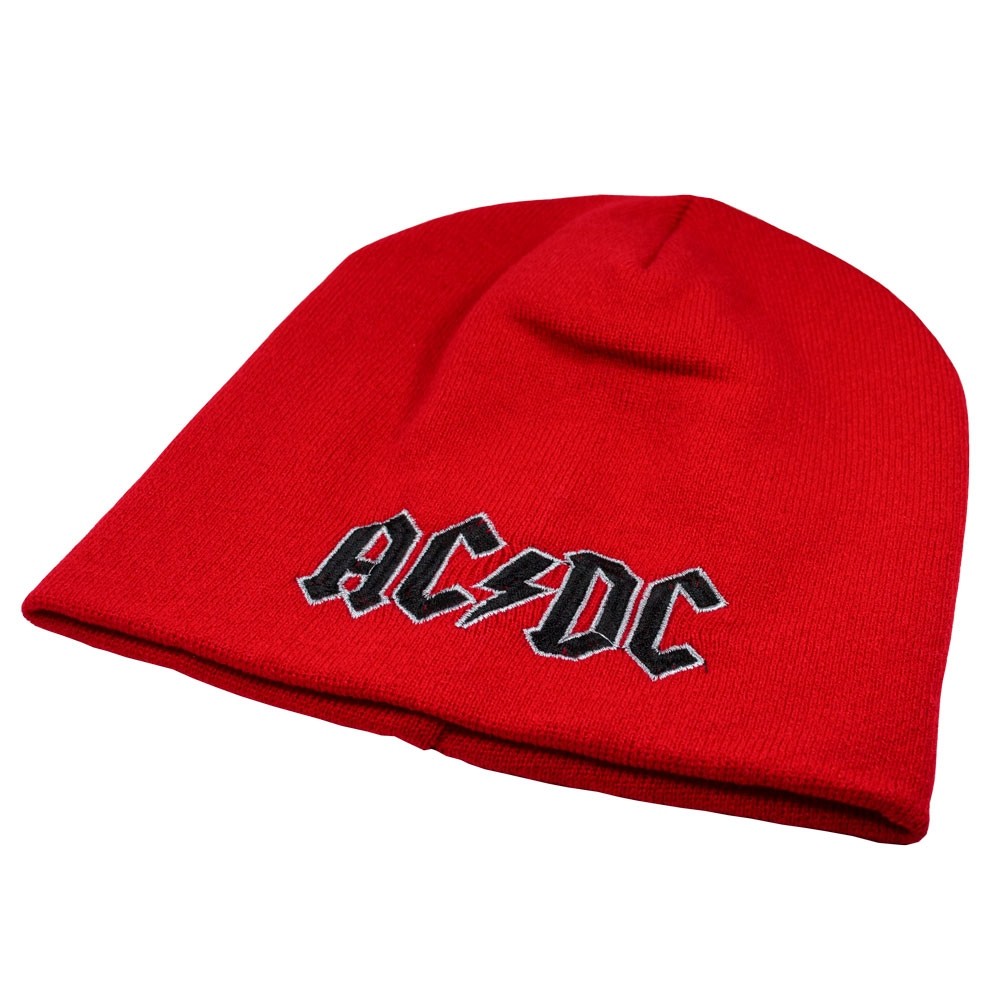 Шапка бини с вышивкой AC/DC Logo красная, фото №3