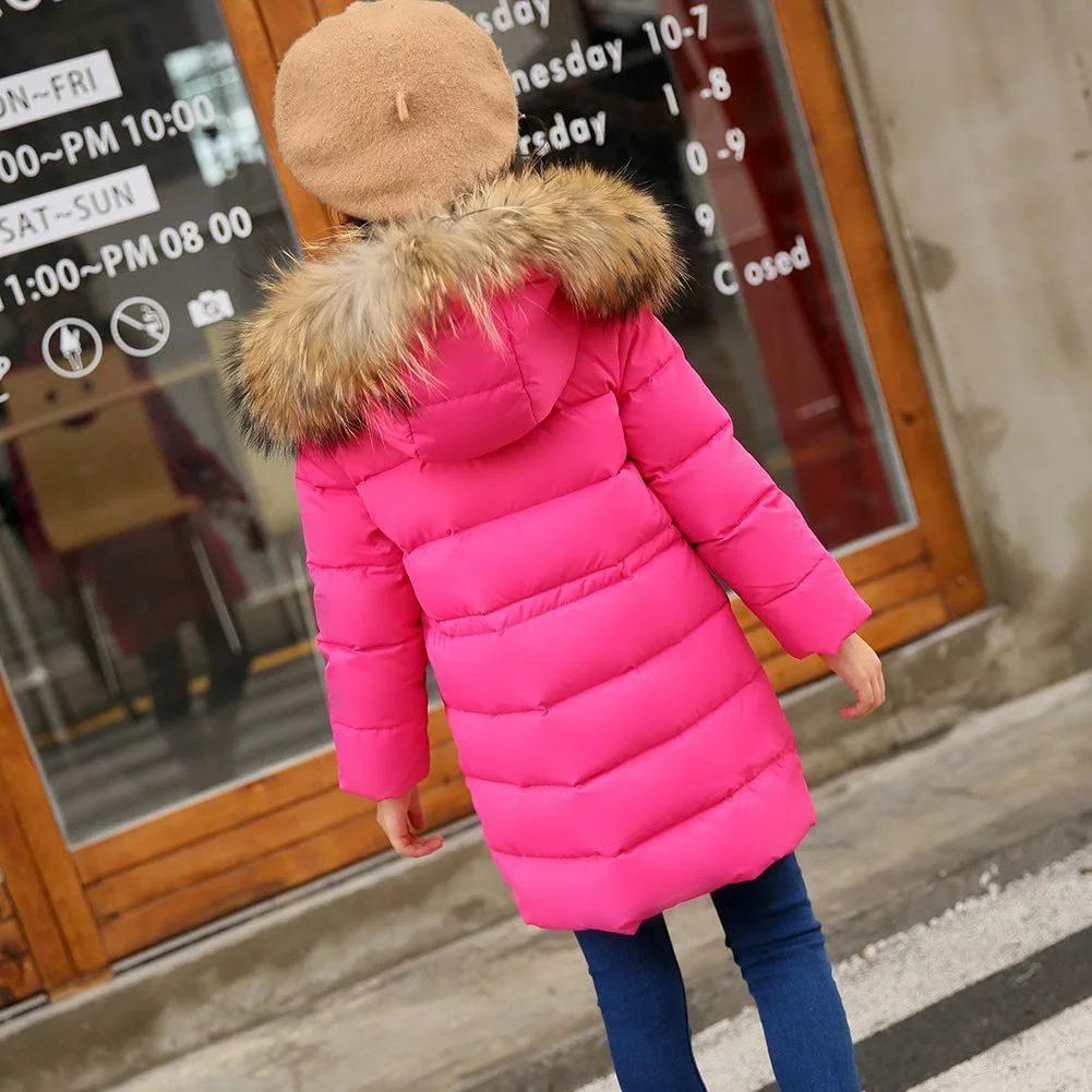 Пуховик Amropi для дівчат з хутряним капюшоном, фото №2