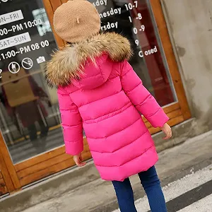 Пуховик Amropi для дівчат з хутряним капюшоном synthetic.ua - Фото 1