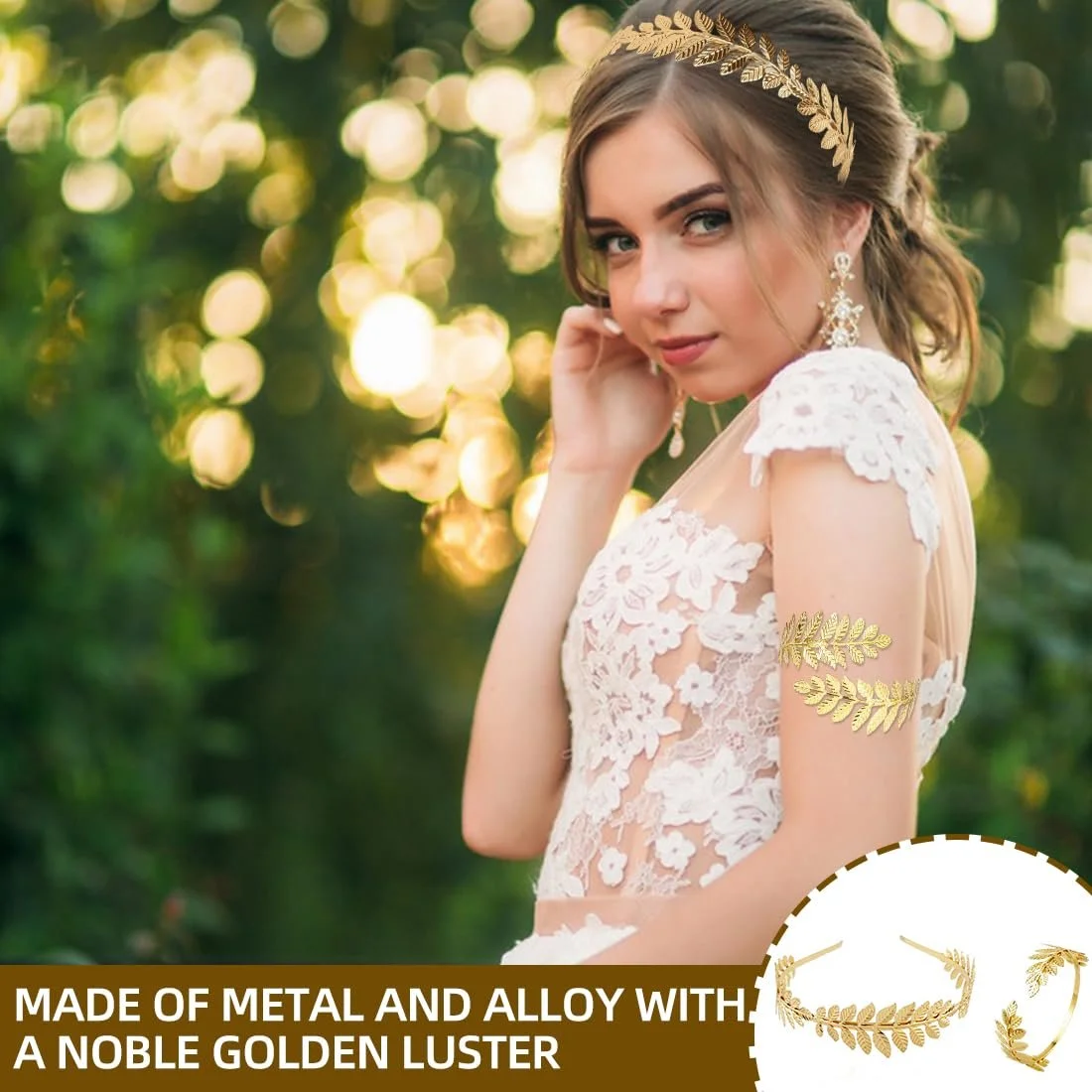 Обруч для волосся в стилі римської богині Золотий, фото №6