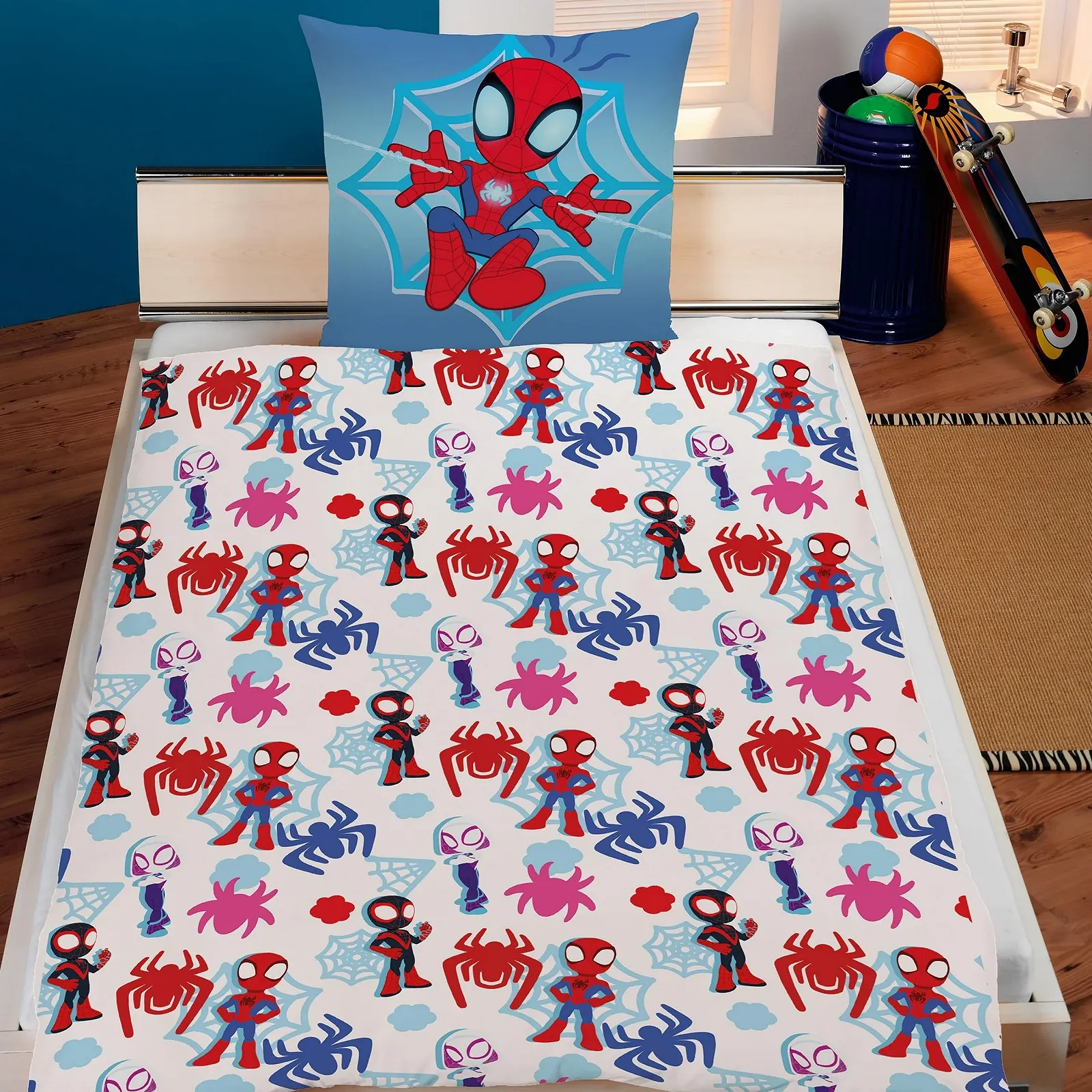 Комплект постельної білизни Familando Spidey двосторонній 135 x 200 см 100% бавовна багатоколірний, фото №4