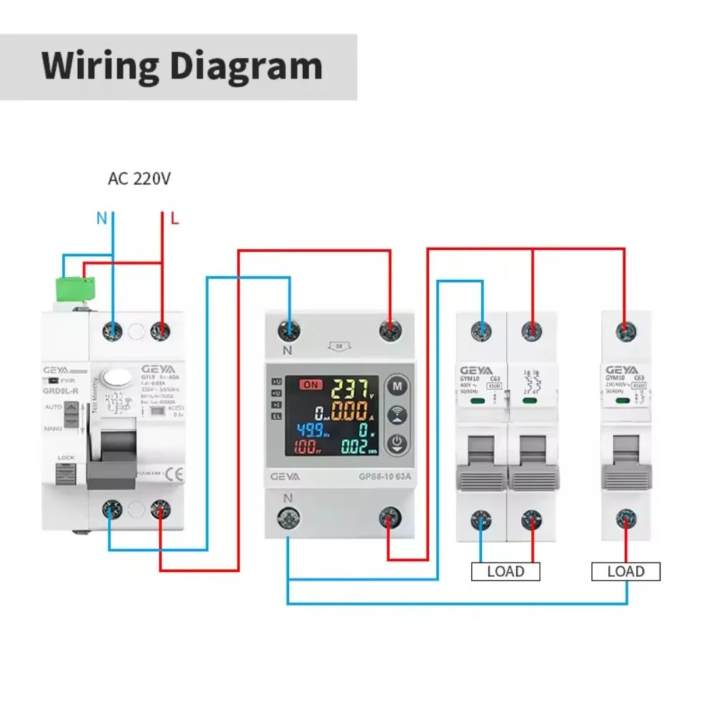 Пристрій захисту напруги та струму GEYA GPS8-10 Wi-Fi, фото №4