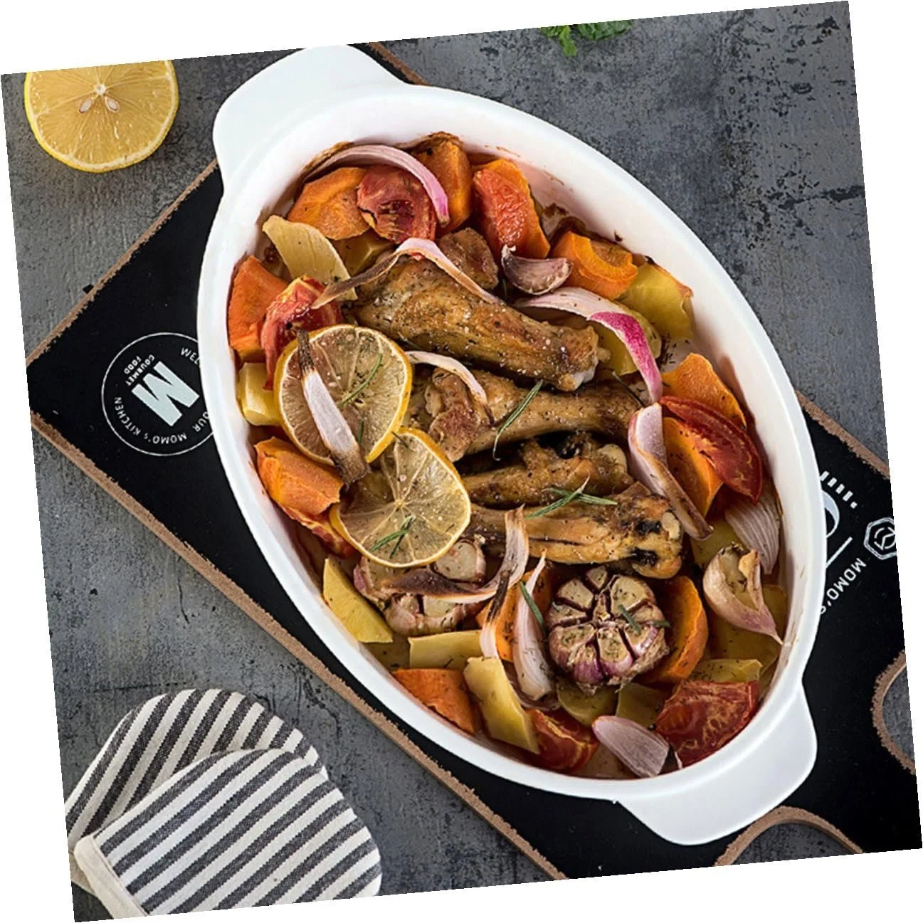 Форма для запекания INOOMP Керамическая Овальная с двумя ручками, фото №5