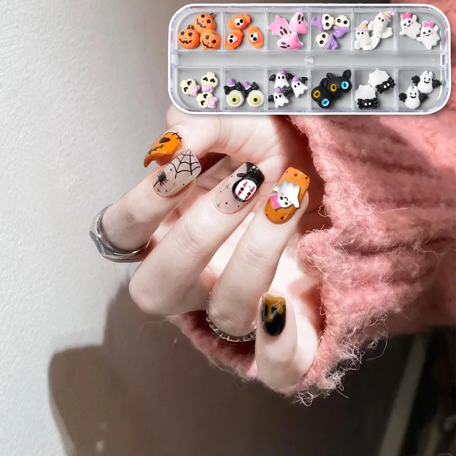 на Хелловін, 1 коробка, гарбуз, привид, аксесуари 3D каміння, фото №6