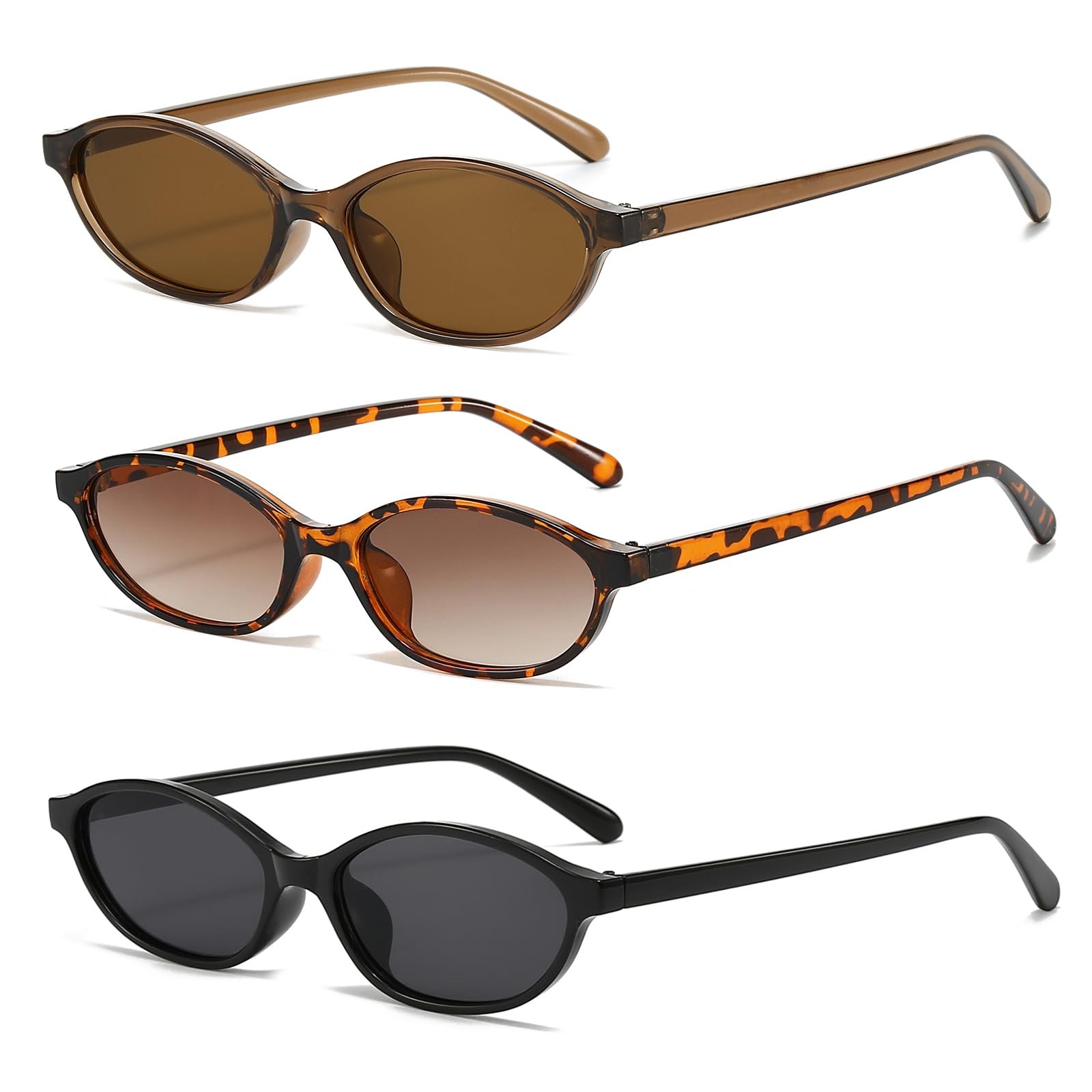 Сонцезахисні окуляри Овальні Ретро LJCZKA 90s Маленькі Котячі Очі Модні Вузька оправа, фото №3