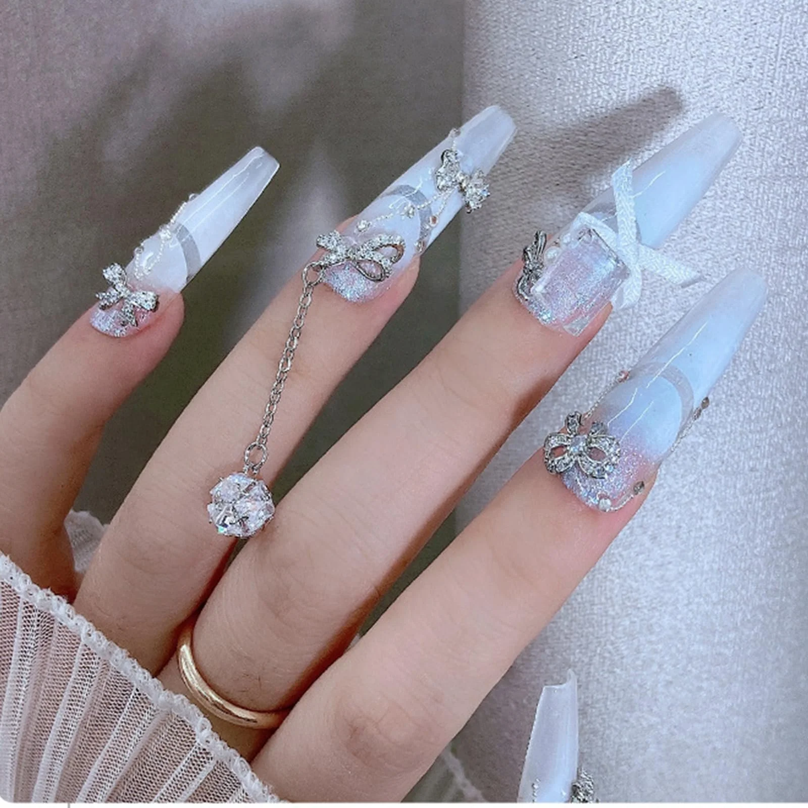 3D Подвеска для ногтей Бантик Циркон Стразы для ногтей Маникюр Украшения для ногтей, фото №4