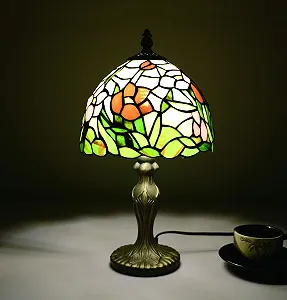 Настільна лампа Tiffany Leitmotiv Vintage Country House Style Flowers з вітражного скла [Без ламп] synthetic.ua - Фото 1