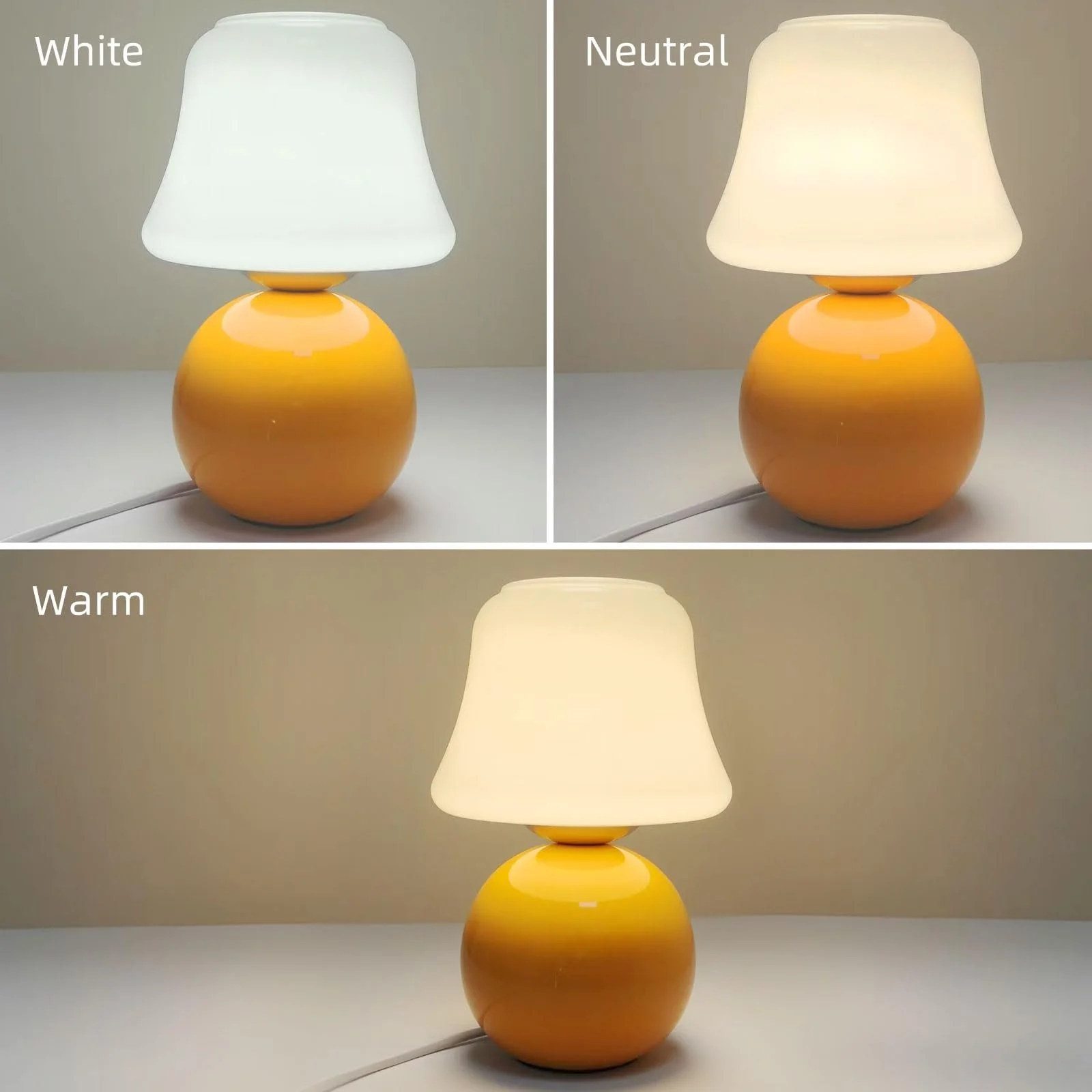Настільна лампа MLOQI Mushroom Скляна з лампою 3 кольорів Міні Помаранчева, фото №4