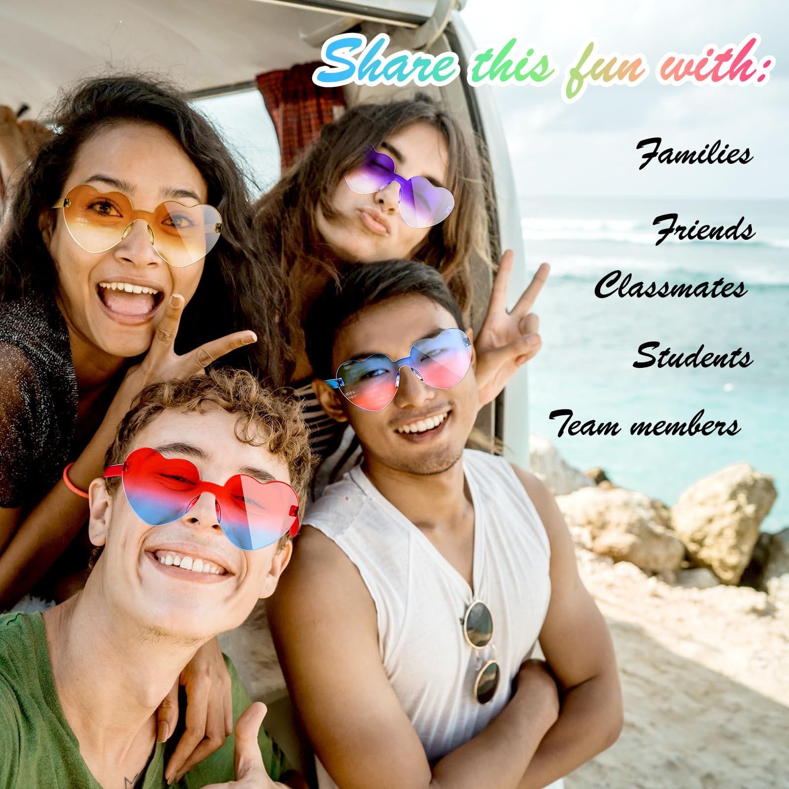 Сонцезахисні окуляри Серце Bouiexye Без оправи Форма серця Прозорі (30), фото №5