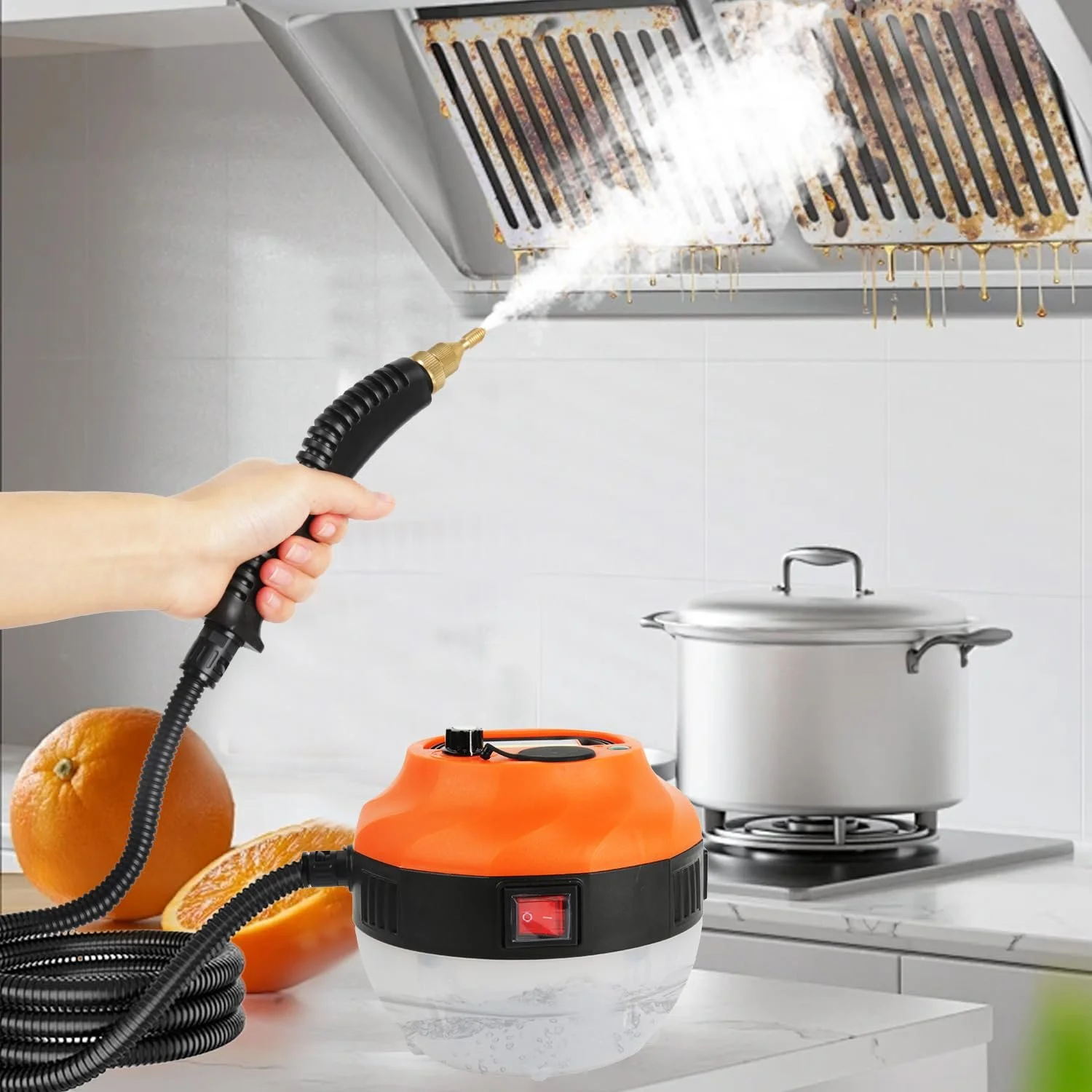 Ручний пароочисник під тиском 1500 Вт помаранчевий, фото №6 Ручний пароочисник під тиском 1500 Вт помаранчевий, фото №6