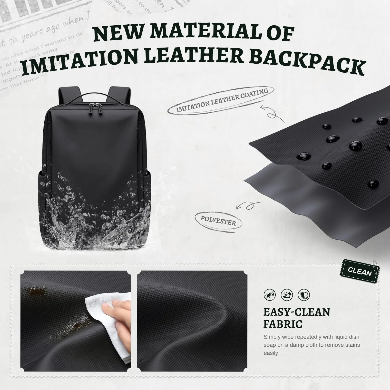 Рюкзак для ноутбука GOLF SUPAGS Faux Leather Women's Waterproof 15.6", фото №2 Рюкзак для ноутбука GOLF SUPAGS Faux Leather Women's Waterproof 15.6", фото №2