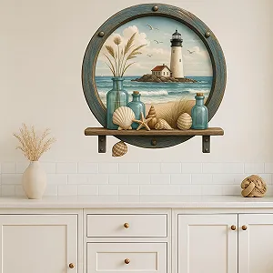 Наклейка на стіну Sunnywall Maritime Blue Porthole 29 x 31 см Синя synthetic.ua - Фото 1