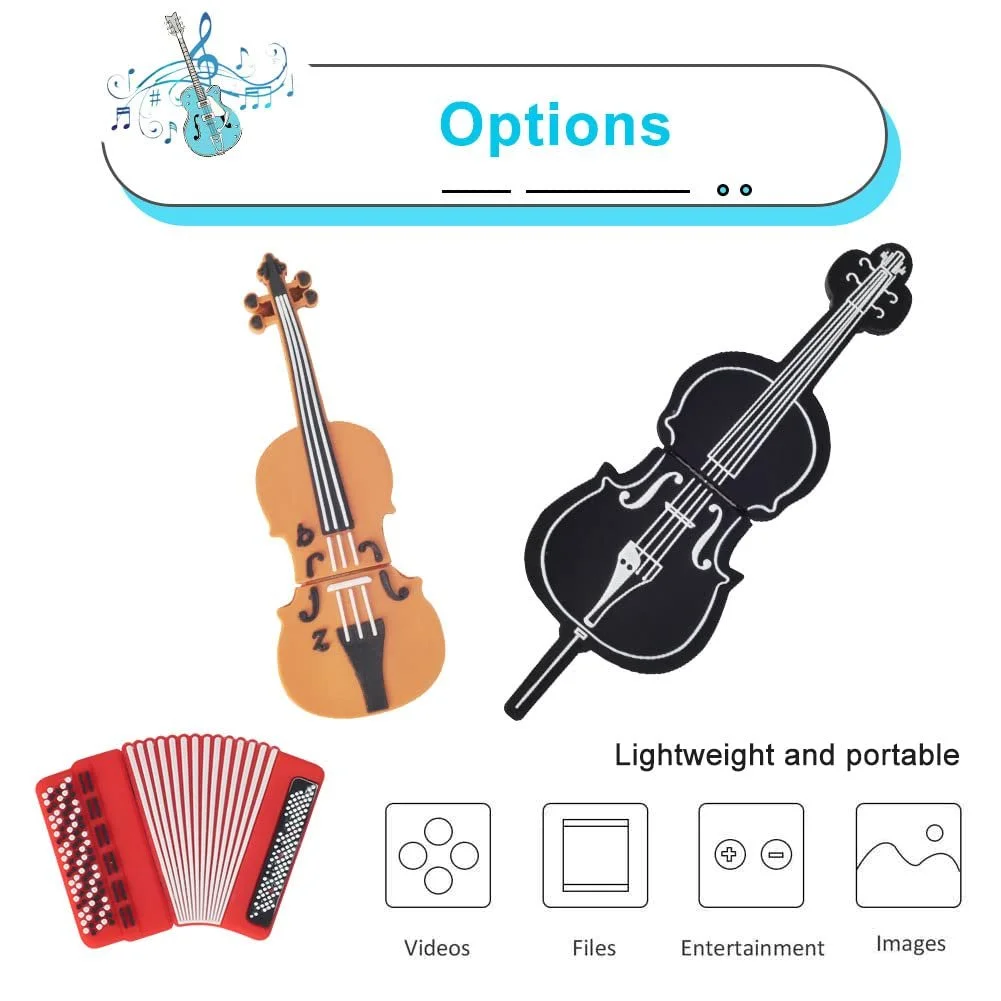 USB-накопичувач BorlterClamp Cute Musical Instrument Pattern 16 ГБ 5 шт., фото №4 USB-накопичувач BorlterClamp Cute Musical Instrument Pattern 16 ГБ 5 шт., фото №4