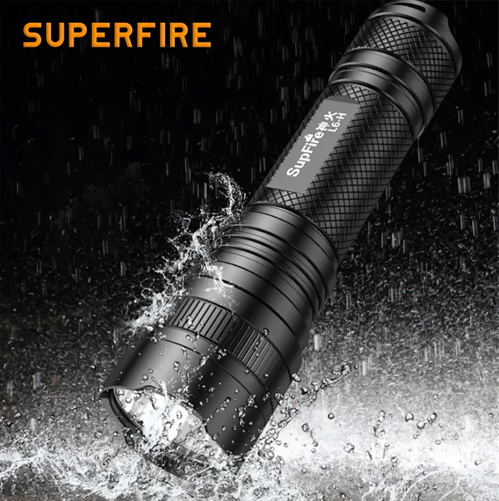Фонарик ручной аккумуляторный L6-G SuperFire 2000 Lumen IP46, фото №3