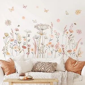 Настінні наклейки DECOWALL SG2-2421 Бохо квіти акварельні знімні декор для дитячої - Фото 1