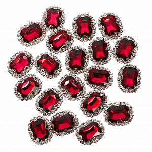 Стразы пришивные 20 шт., декоративные стразы для одежды, аксессуары для ручного шитья, блестящее украшение для рукоделия, красный цвет - Фото 1