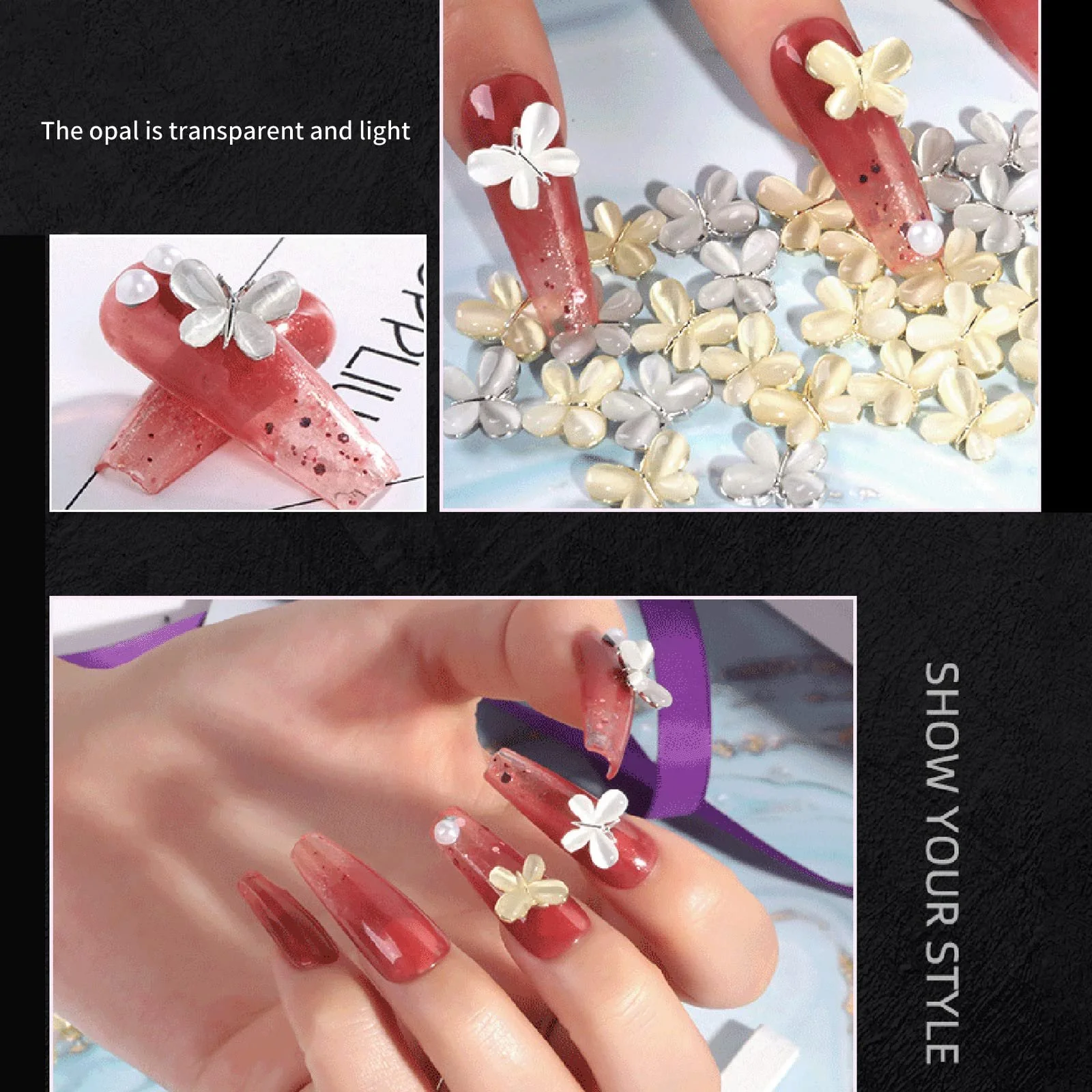 Стрази Метелики Opal-Legierung 3D-блискучі золоті,, фото №4