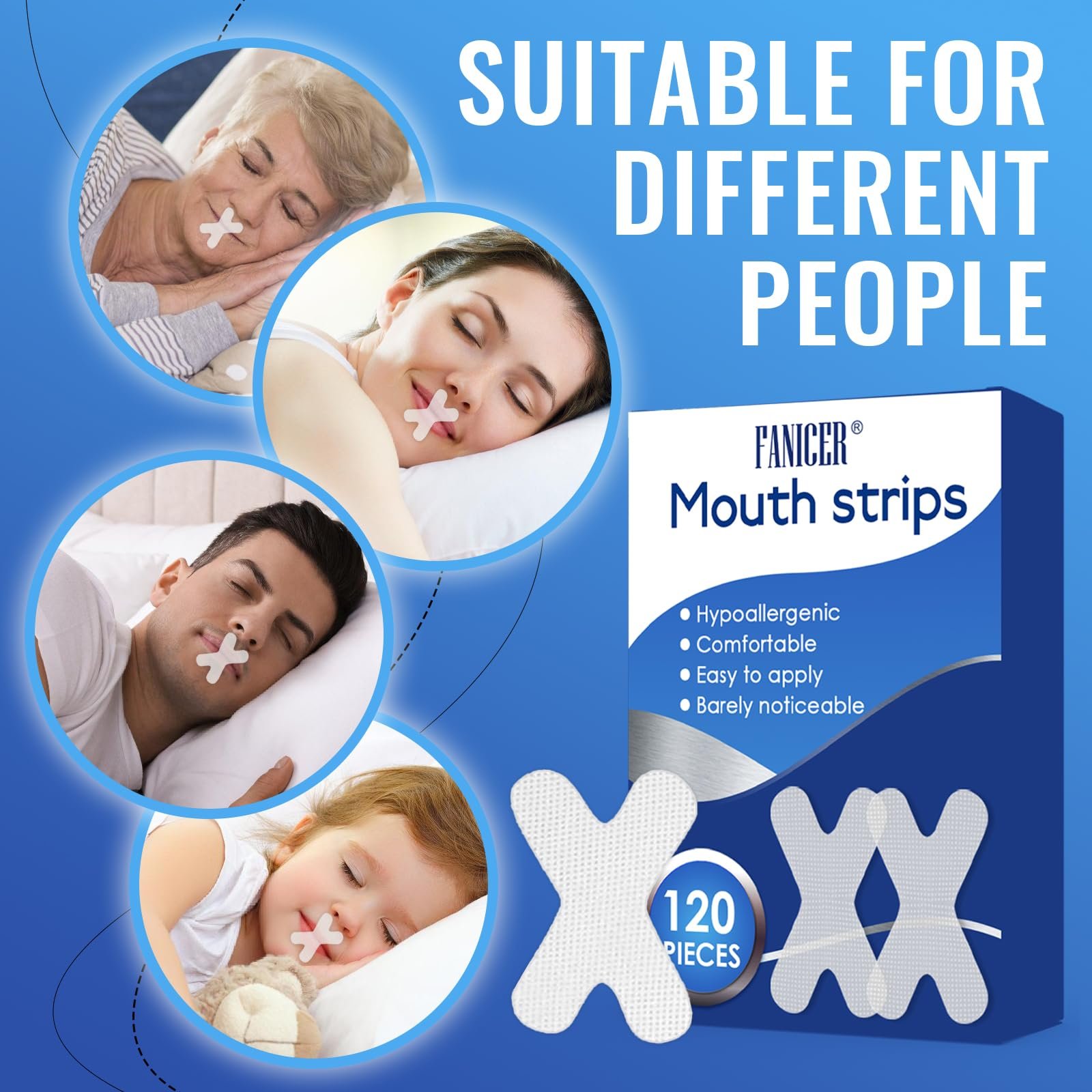 Полоски для рта для сна (120 шт. в упаковке), пластыри для рта против храпа., фото №6