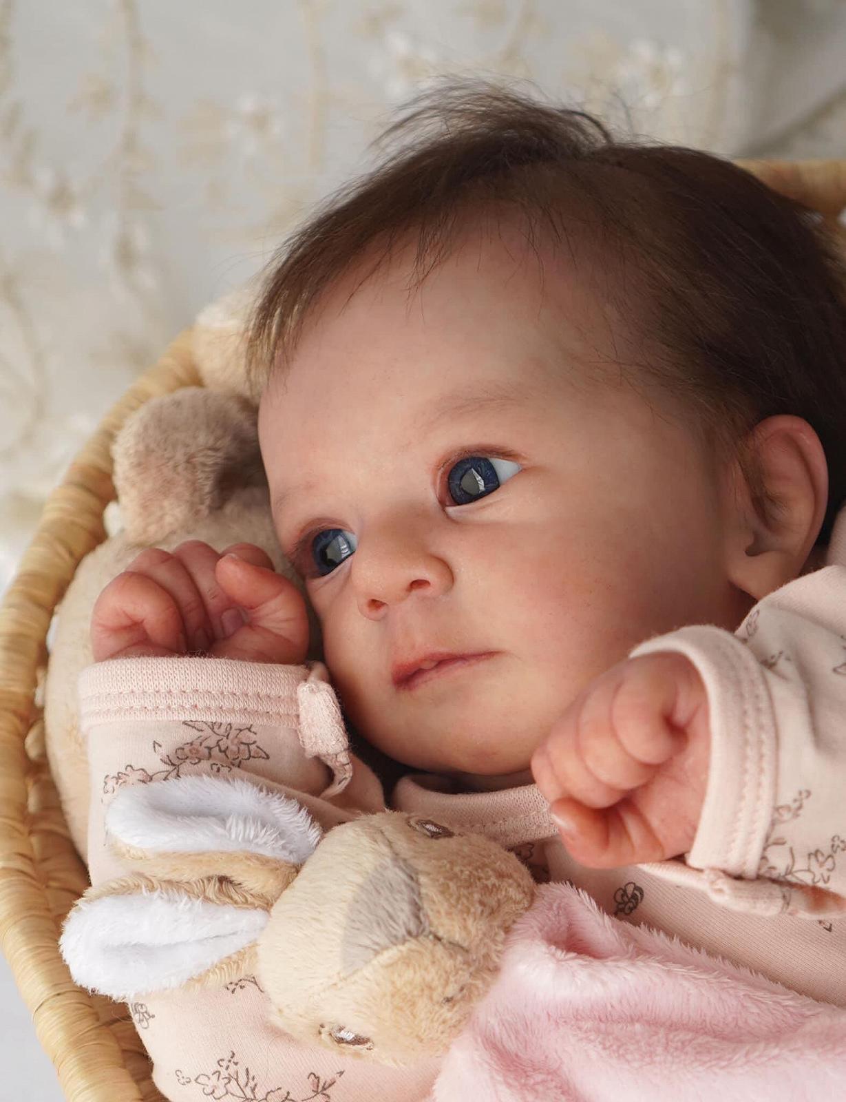 Кукла Zero pam Reborn 48 см Lifelike Baby Doll Девочка С голубыми глазами Силиконовая С волосами, фото №7