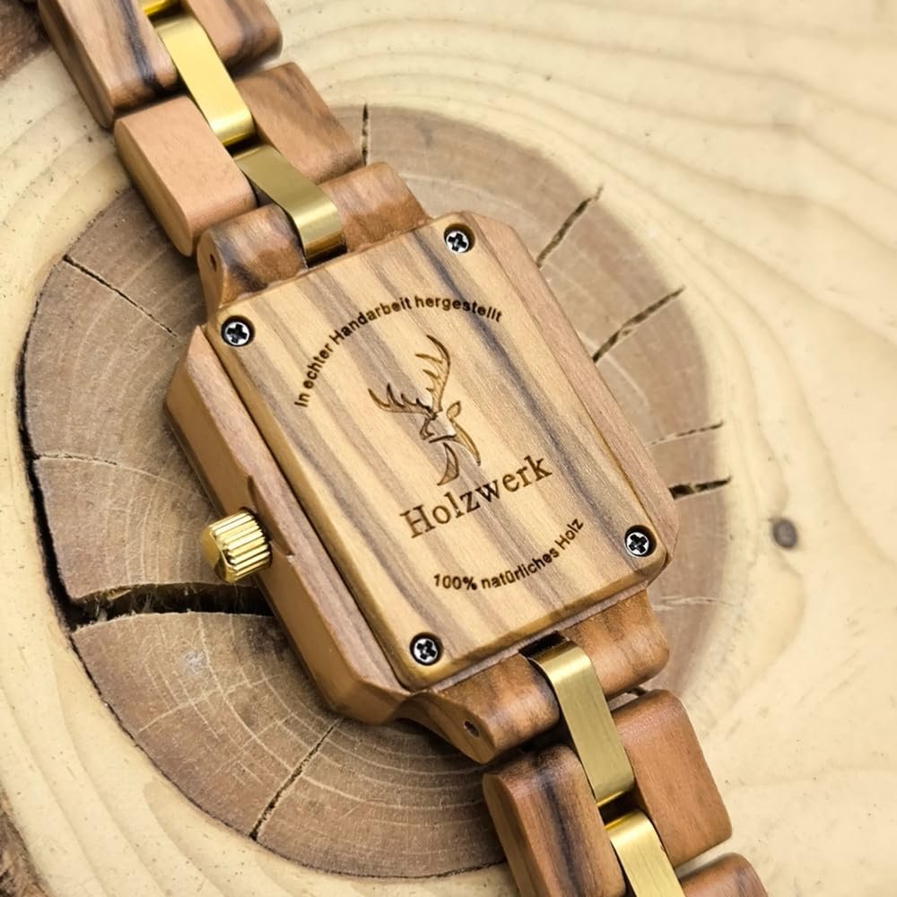 Годинник жіночий Holzwerk Germany Дизайнерський Handmade Дерев'яний Еко Коричневий / зелений, фото №4