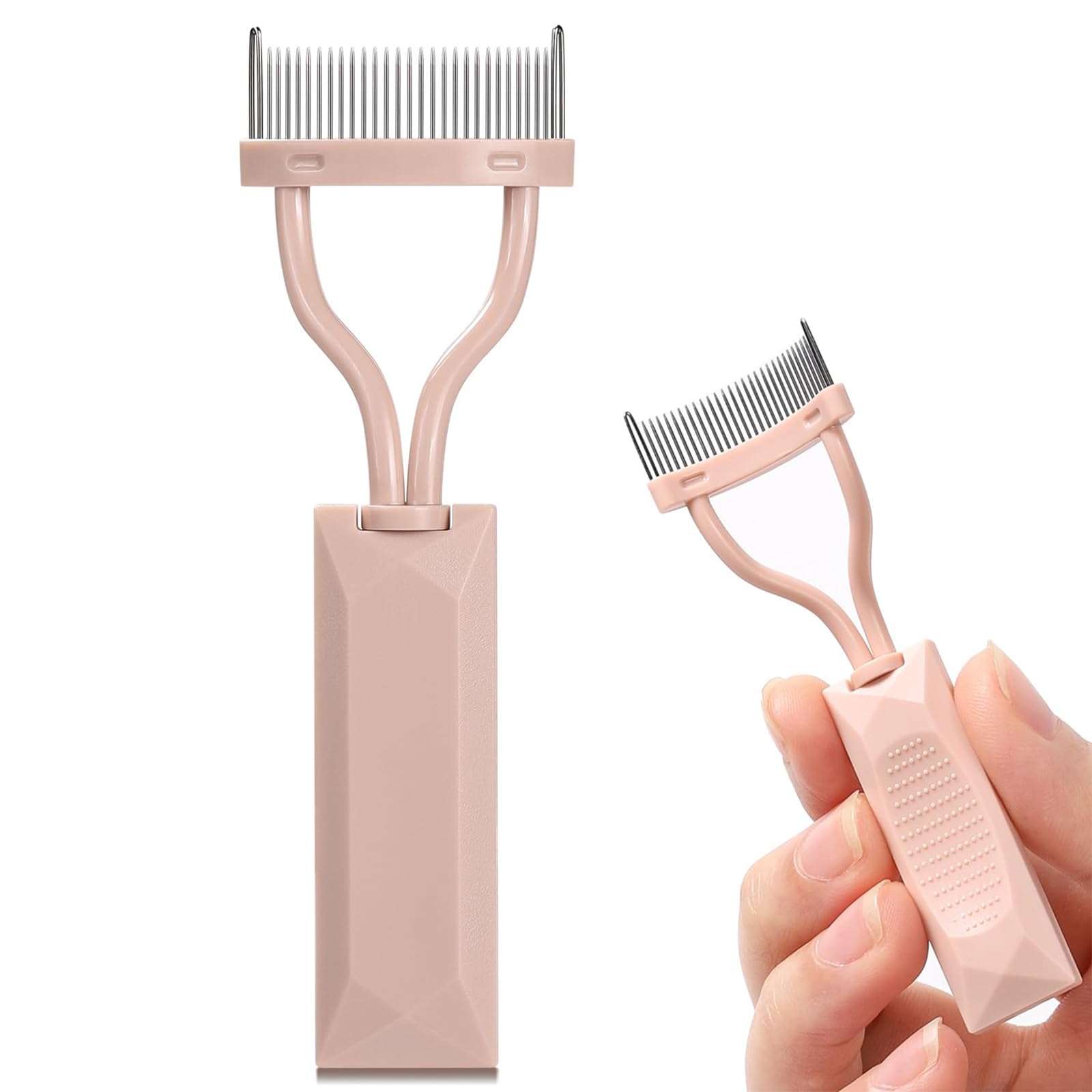 Гребінець Auiremrti Eyelash Comb Separator Bow Eyelash Definer Comb Makeup Mascara Comb Applicator з чохлом рожевий, фото №1