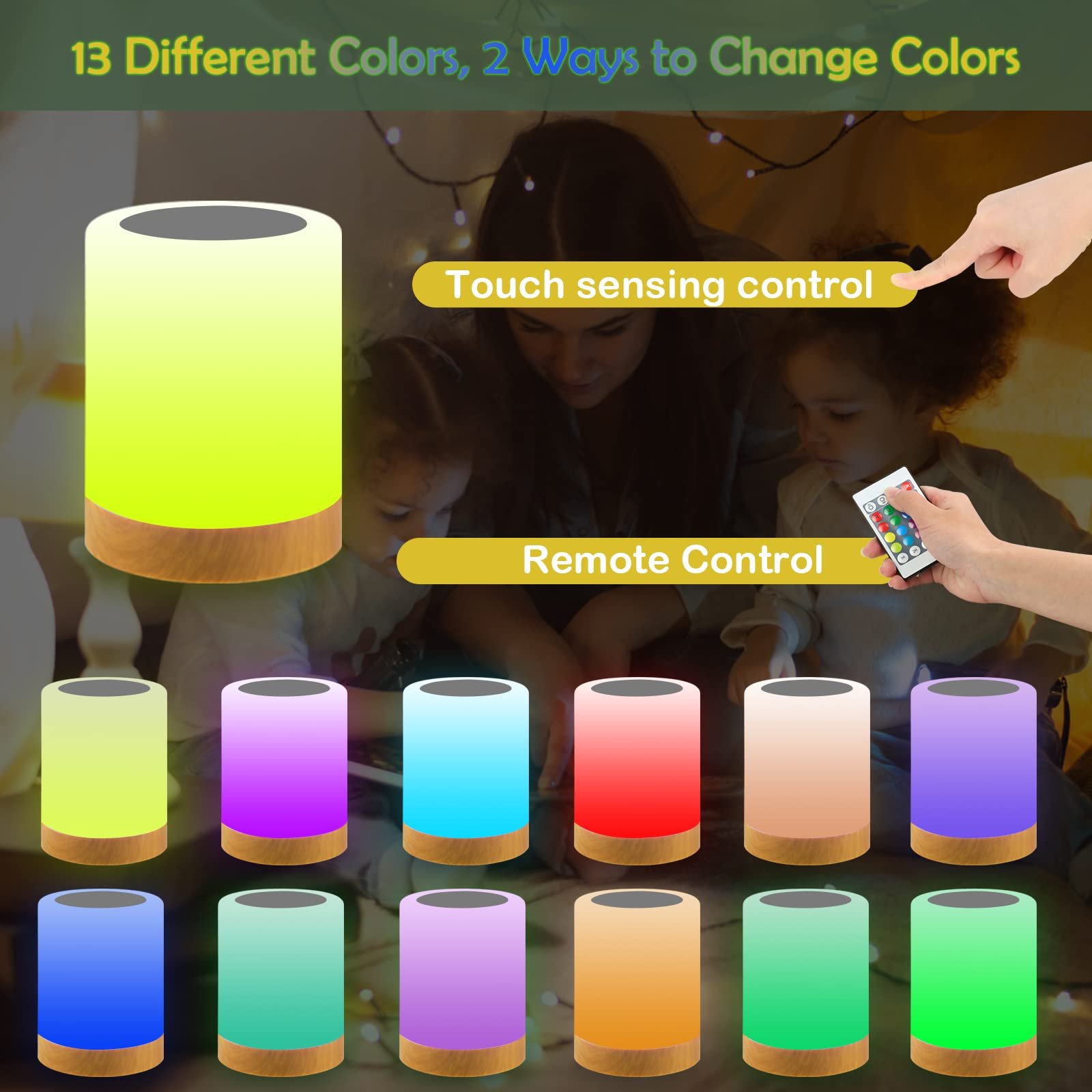 Настільна лампа JOPHEK LED Bedside Touch-Sensitive Night Light 13 Colours 3 Modes Timing Function, фото №3