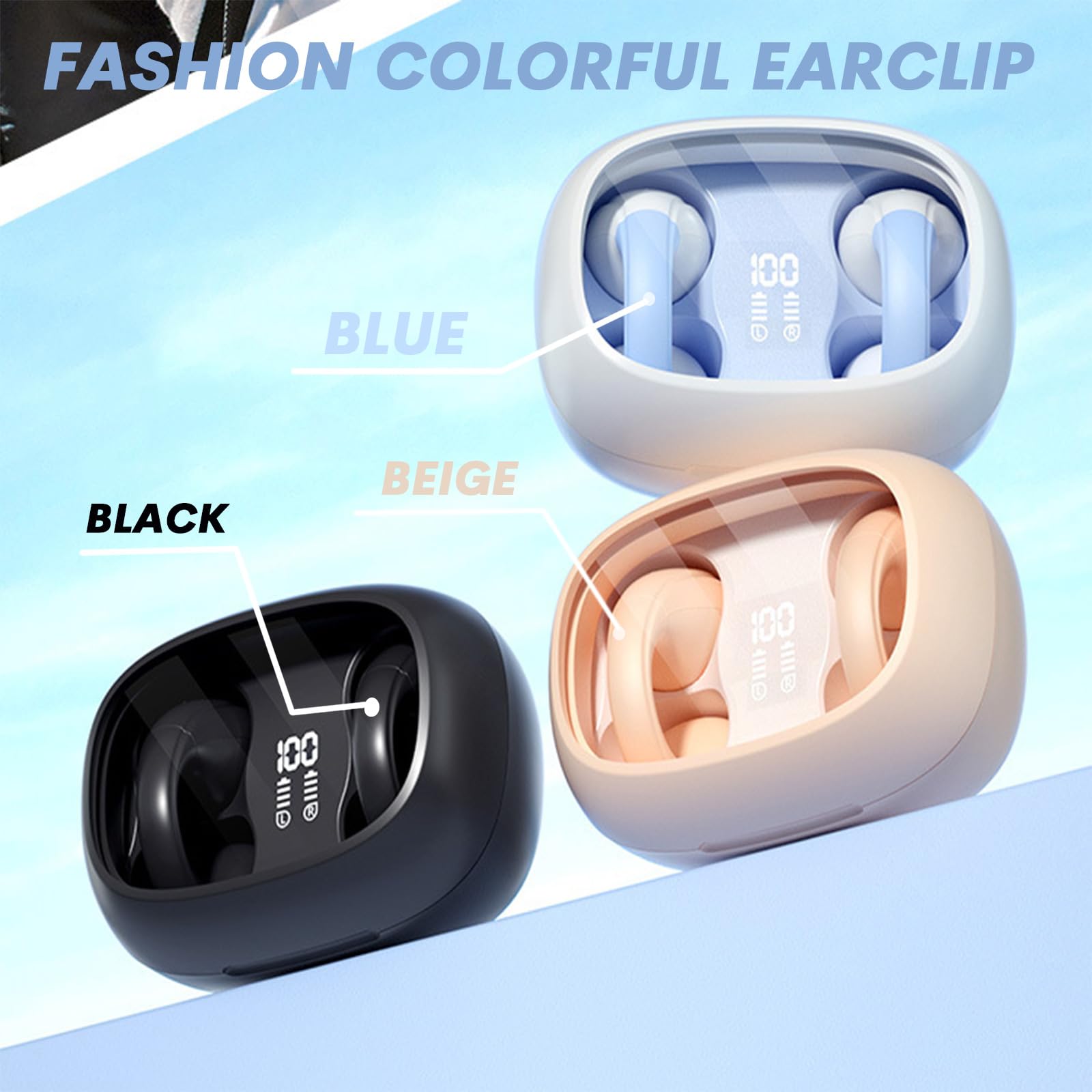 Навушники Open Ear Bone Sound Bluetooth Wireless Ear Clip Air Bone Conduction Painless Ear Clip Sports Headphones з мікрофоном Wireless для бігу тренування велоспорту спортзалу, фото №7