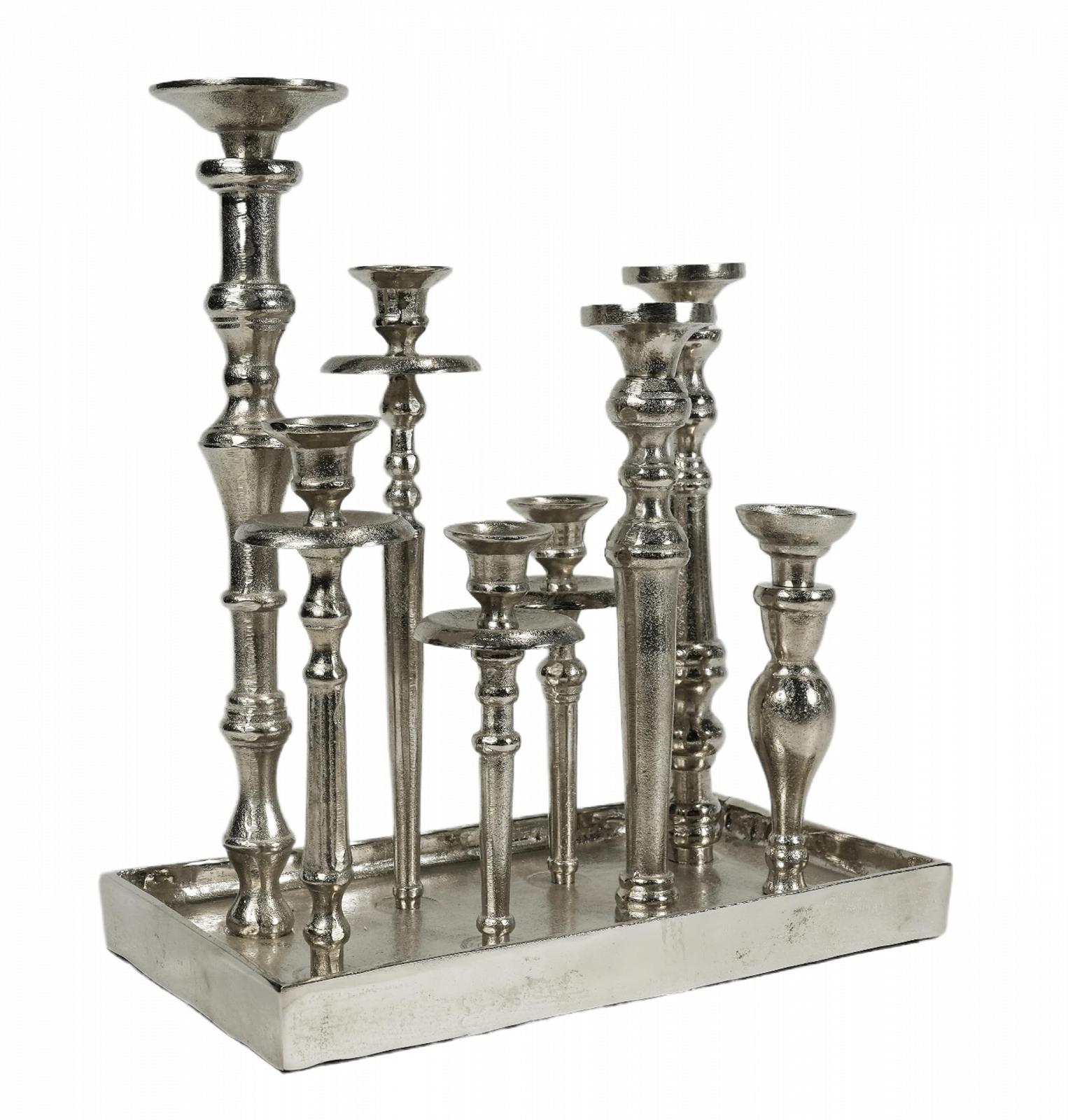 Подсвечник на подносе 8 Arms Aluminium Silver XL 40 x 21 x 44 см, фото №3